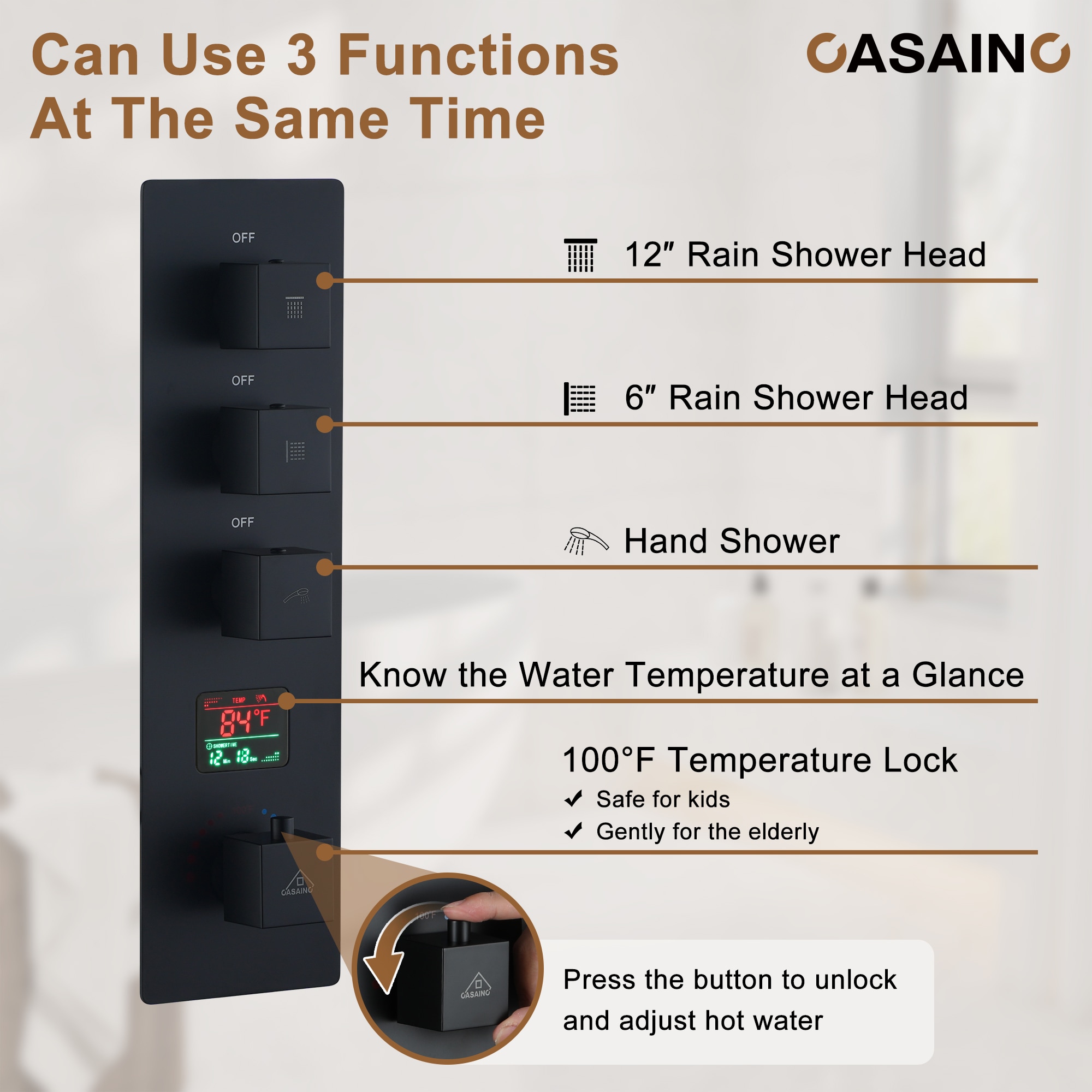 CASAINC KCHS0018-LEDMB Showerhead-Bar-Panels - View #9