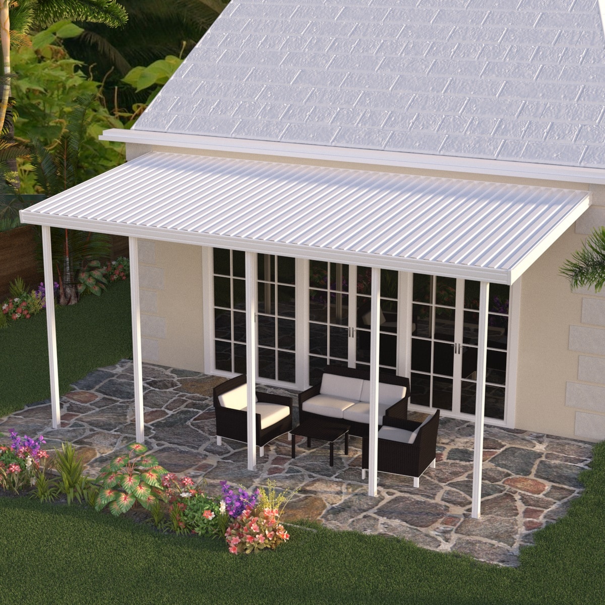 Four Seasons OLS FSOLPCTV2210W20 22.0-Feet x 10.0-Feet White Aluminum Patio cover ( 20-lb )