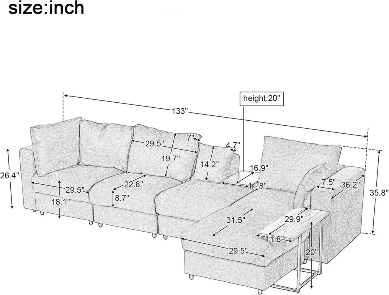 Garvee FQGXY-DLS91D4BU Sofas-Loveseats - View #5