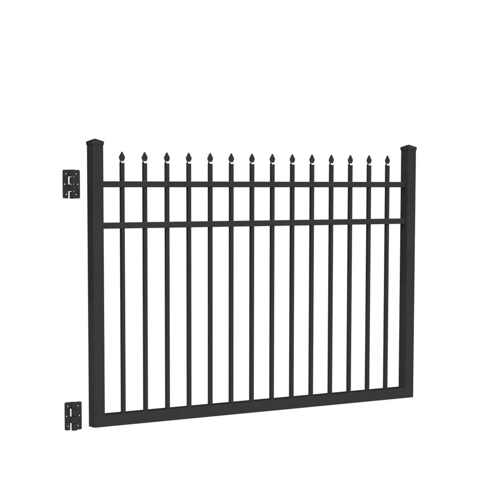 Freedom 73015024 Providence 4-ft H x 6-ft W Black Aluminum Decorative Walk-thru Spaced picket Fence gate