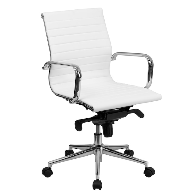 Faux Leather Executive Chair, White Leather And Chrome Office Chairs