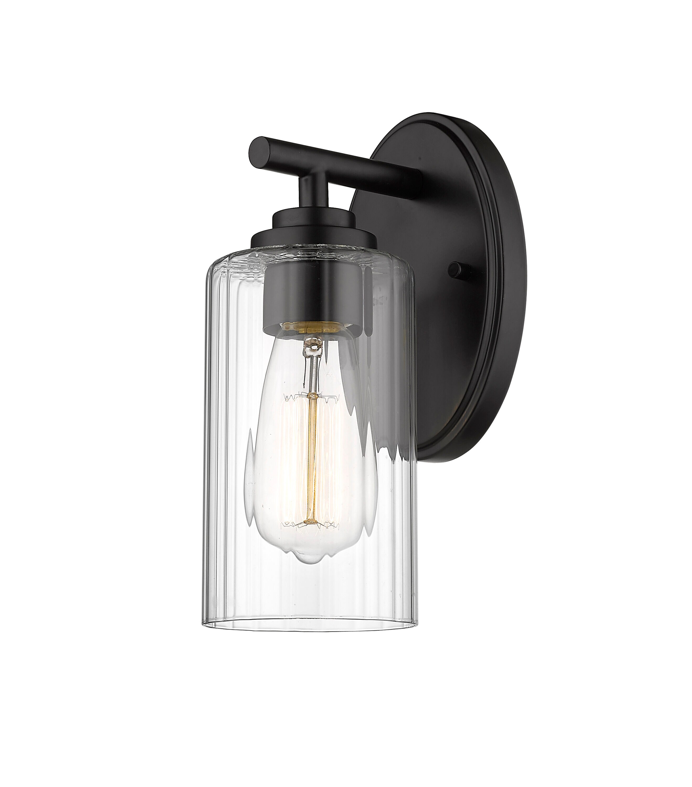 Innovations Lighting 353-1W-BK-CL Ice 4.5-in 1 -Light Matte Black Transitional Vanity light