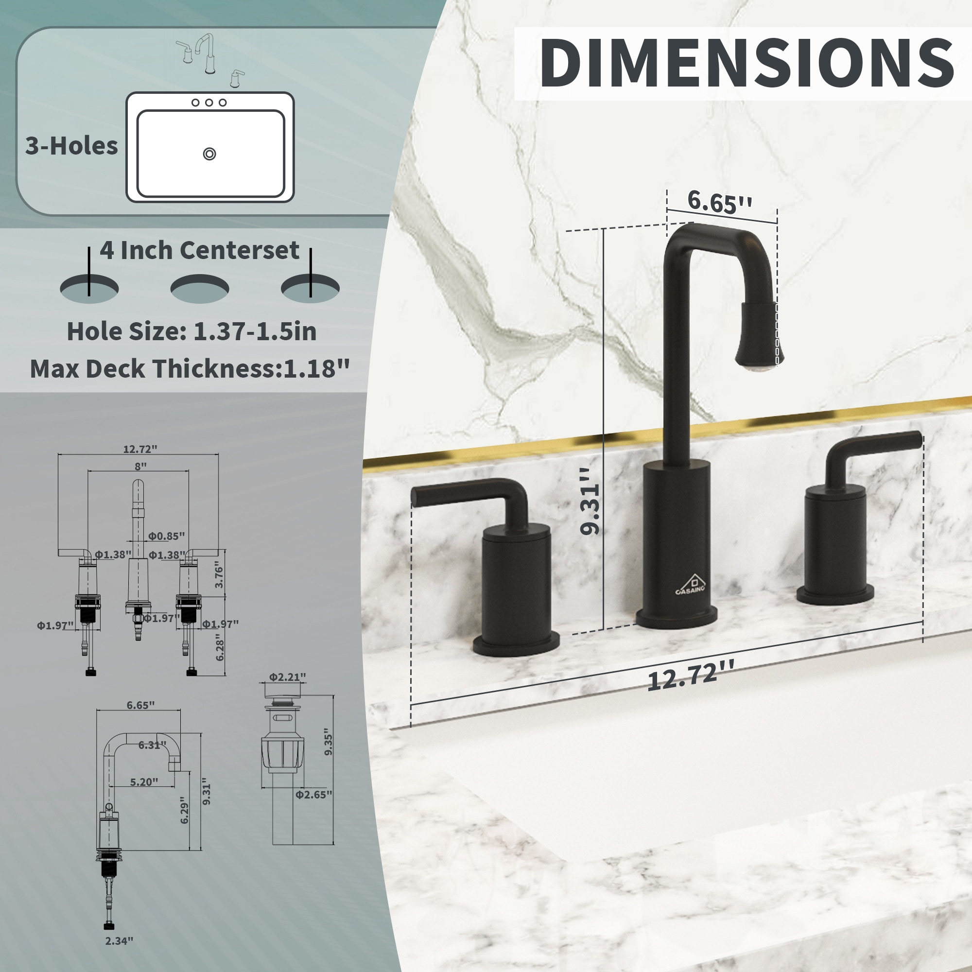 Mondawe AM-K149-MB Lavatory-Faucets - View #7