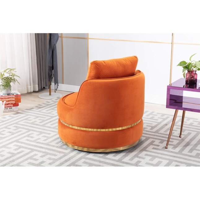 WOWRACE W39524579 Casual Orange Velvet Accent Chair in the Chairs ...