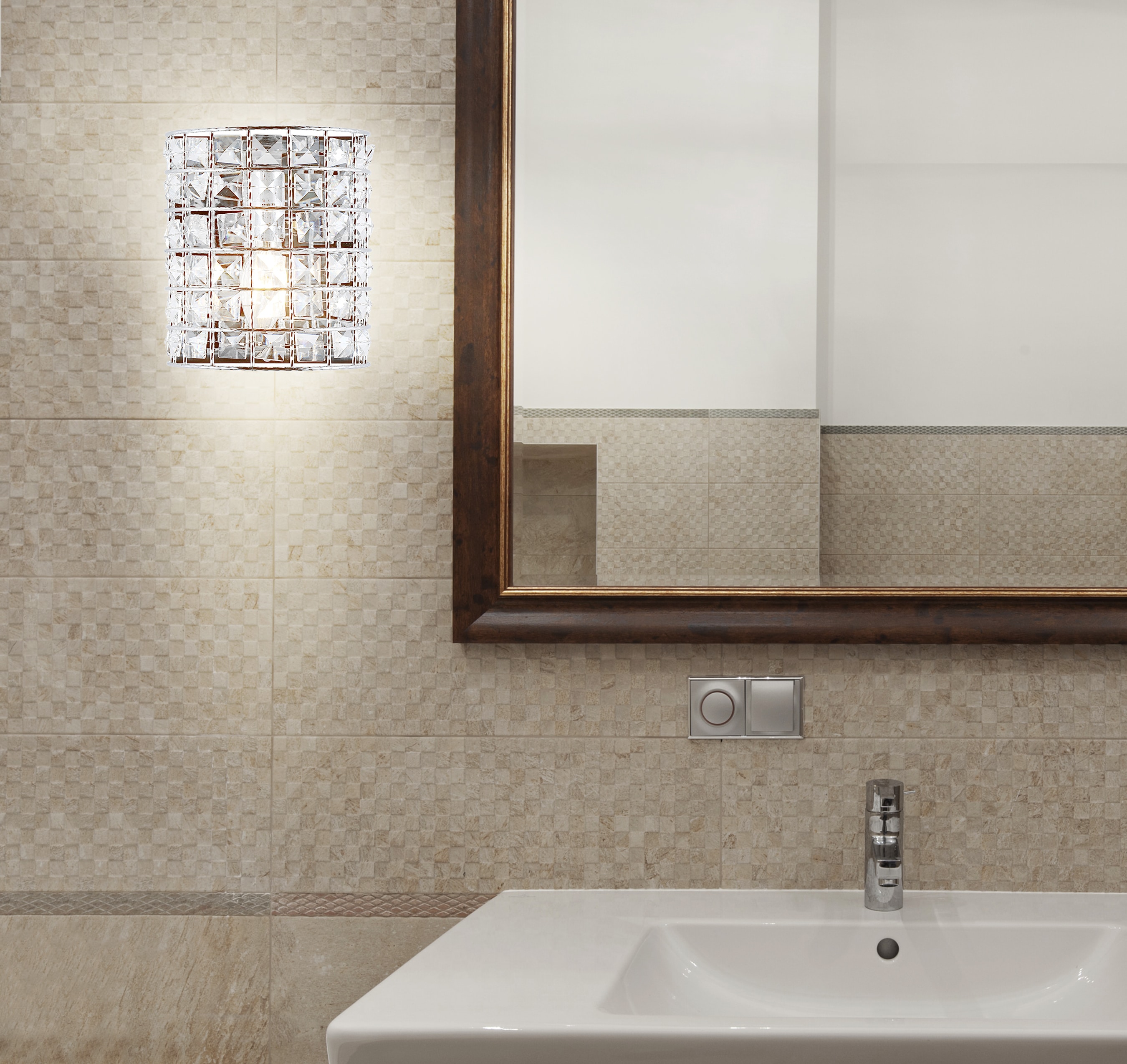 Clara Deco 6.25" Chrome Crystal Glam LED Vanity Light
