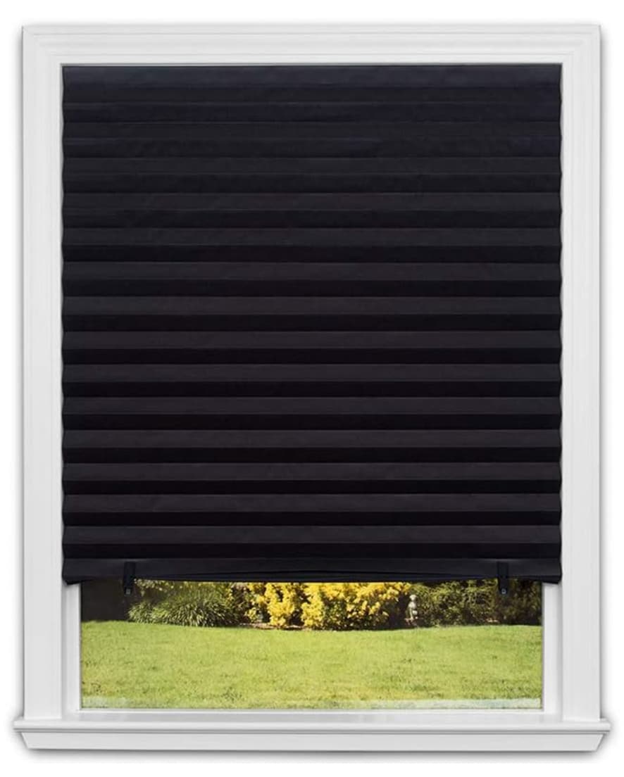 Redi Shade 48-in x 72-in Black Blackout Cordless Pleated Shade in the  Window Shades department at