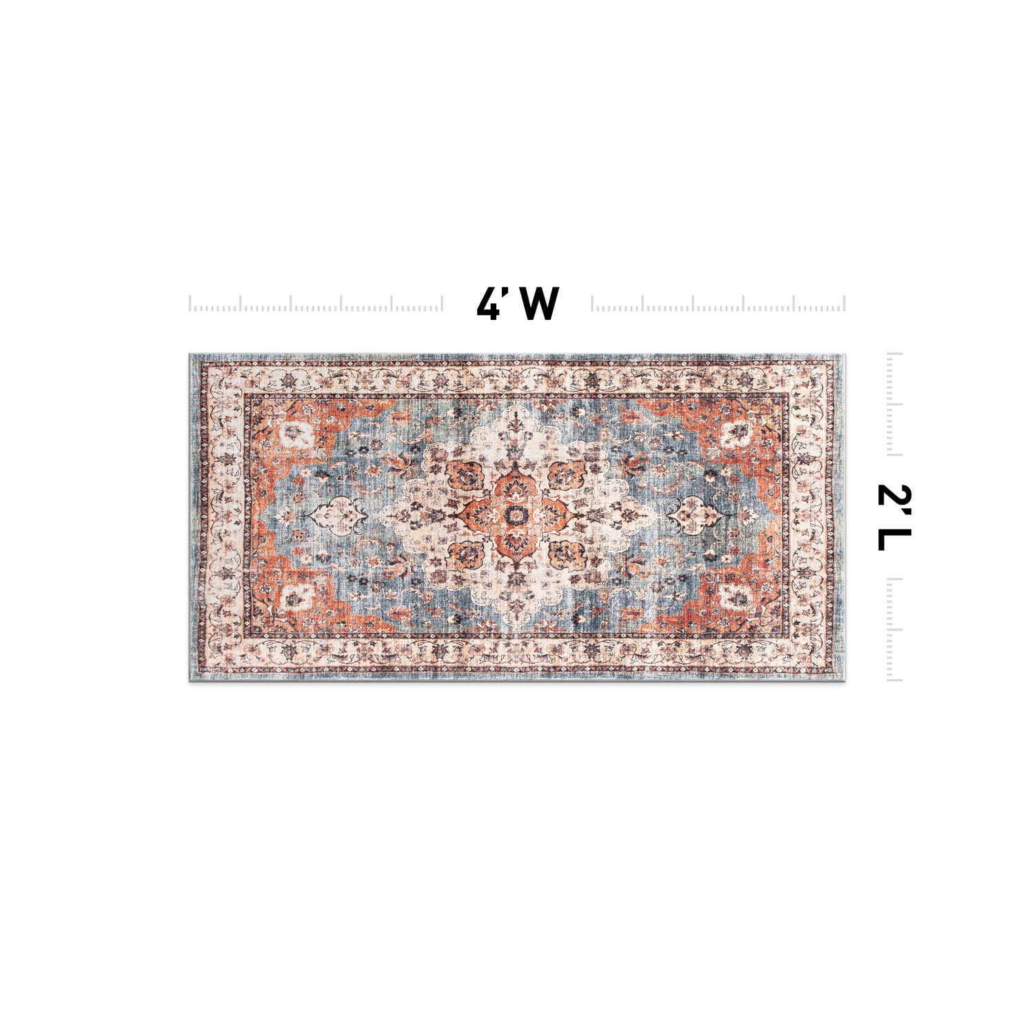 World Rug Gallery WR65MULTI2X4 Stanford 2 x 4 (ft) Flatweave Multi Rectangular Indoor Distressed/Overdyed Oriental Machine washable Pet Friendly Area rug