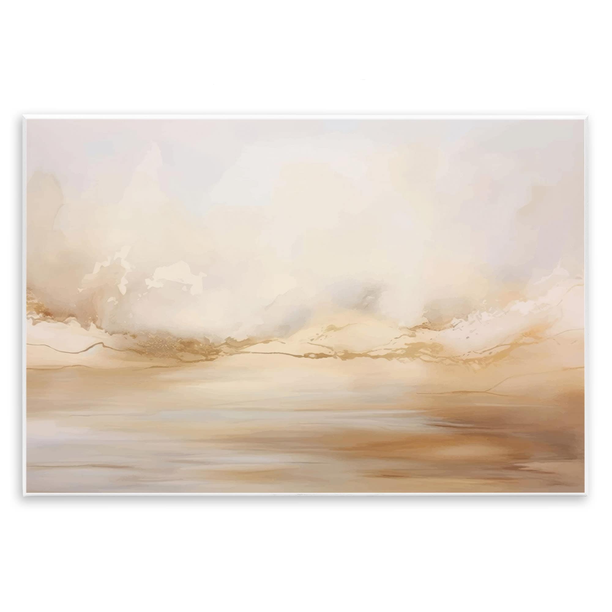 Stupell Industries BT-856-WD-10X15 Neutral Abstract Horizon Line Wall Plaque design by LSR Creative Studio