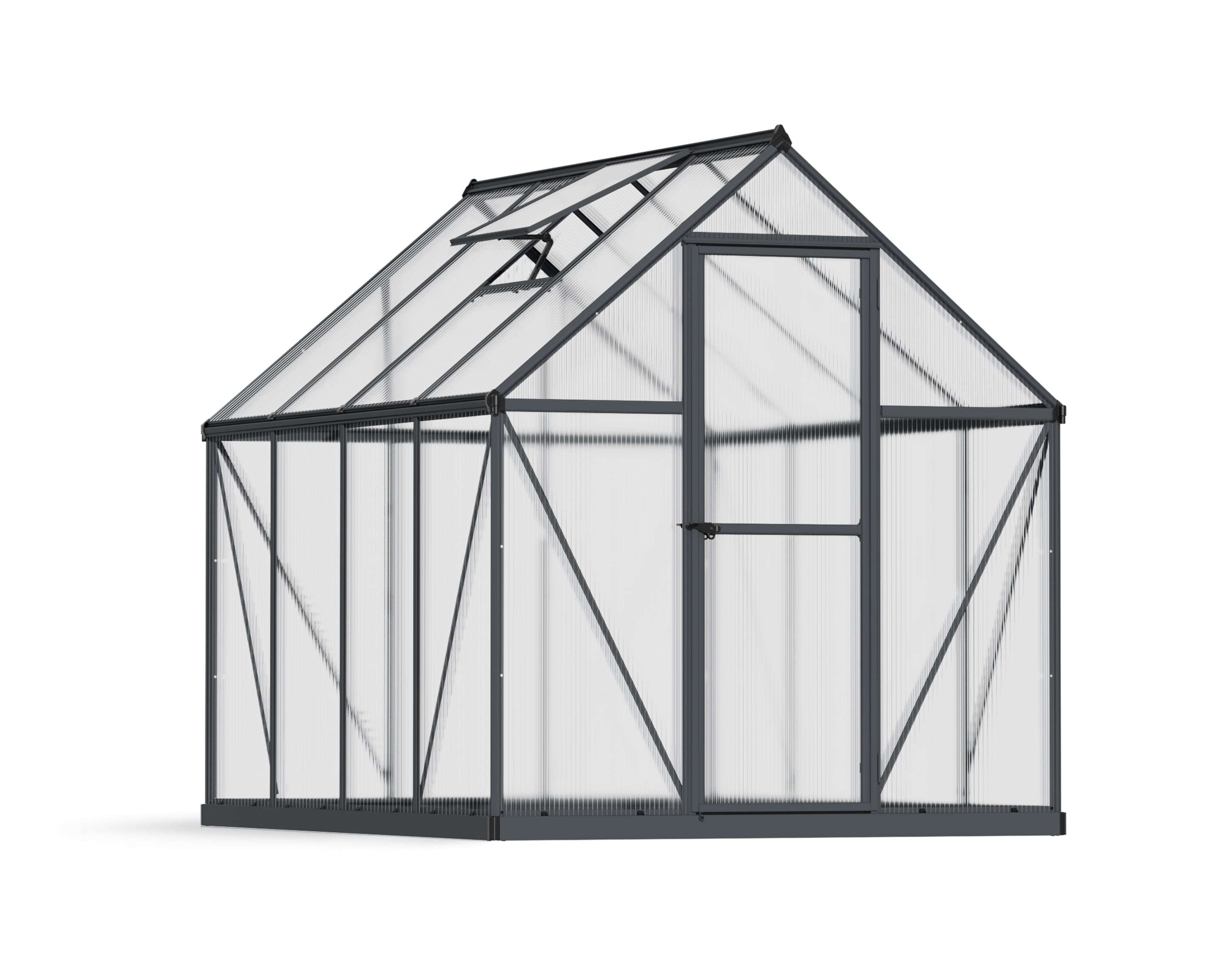 Gray Aluminum and Polycarbonate 6' x 8' Walk-In Greenhouse