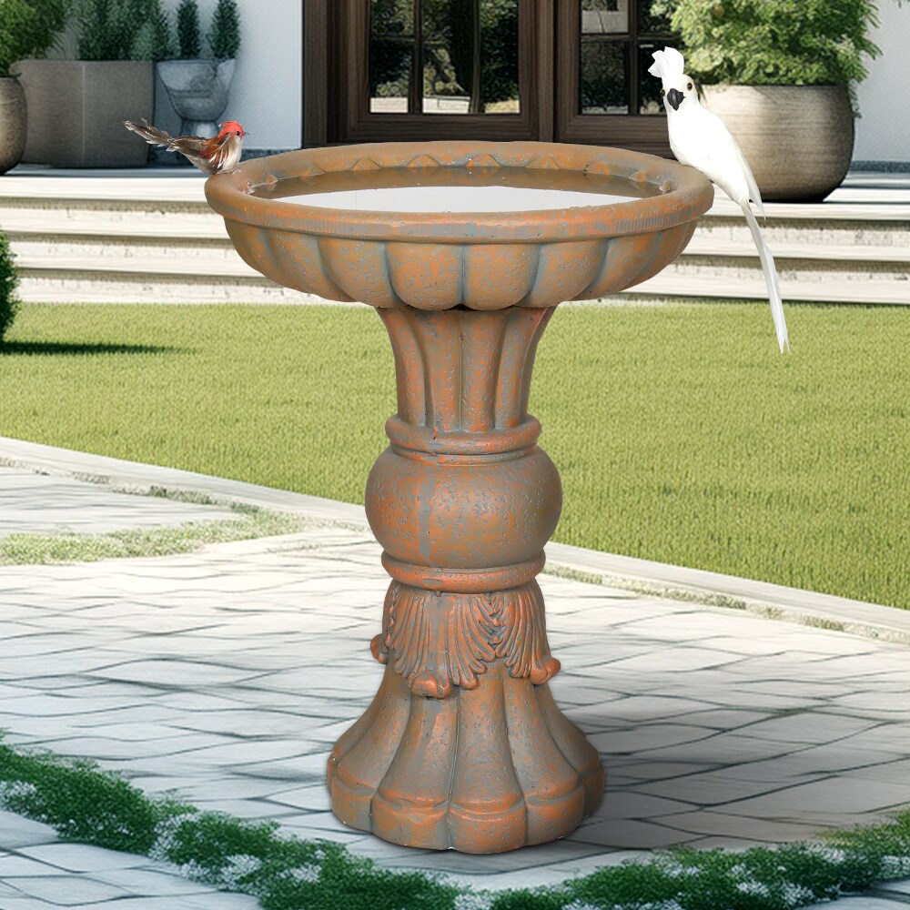 Watnature SJ30035-LWS-DXC 22-Inches H Elegent Shaped Concrete Complete birdbath