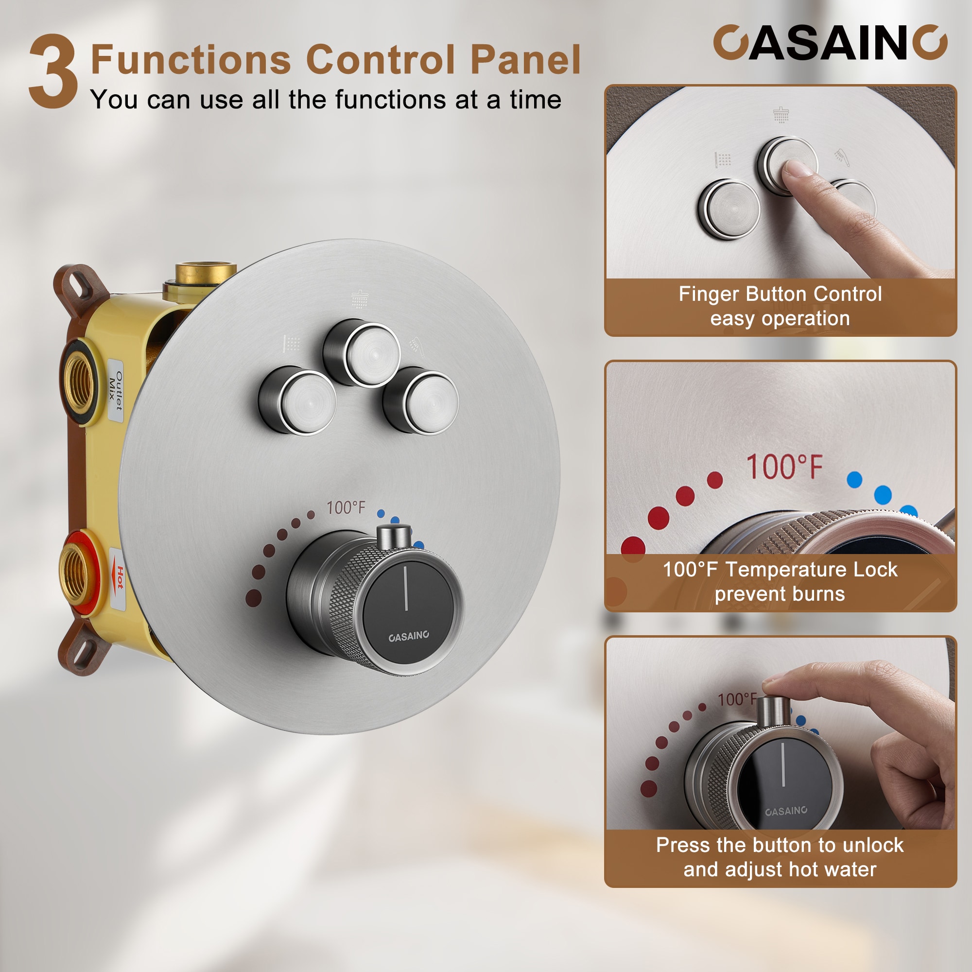 CASAINC CS6224-12BN Showerhead-Bar-Panels - View #9