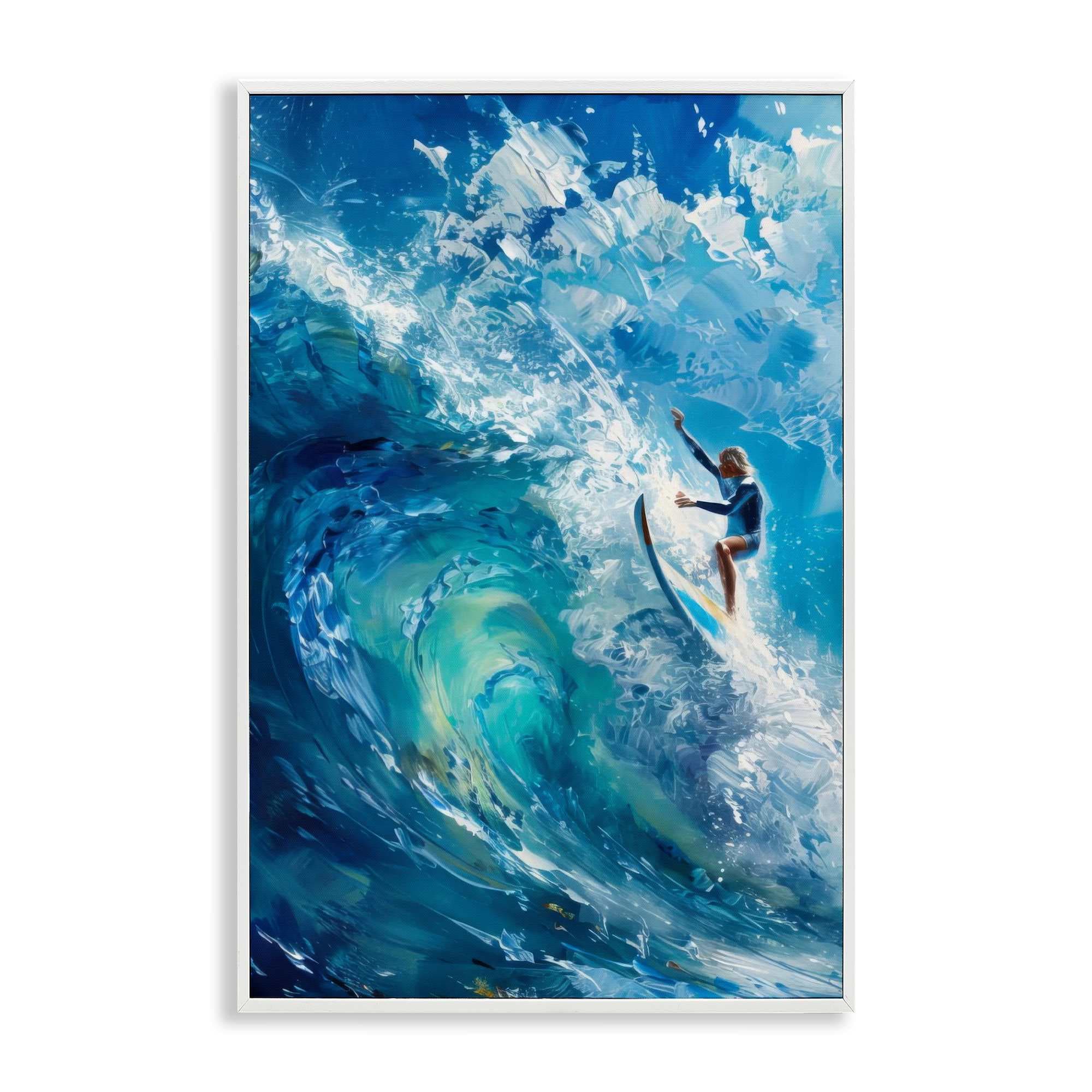 Stupell Industries BT-717-WFR-12X18 Soul Surfer on Tidal Wave Framed Giclee design by LSR Design Studio