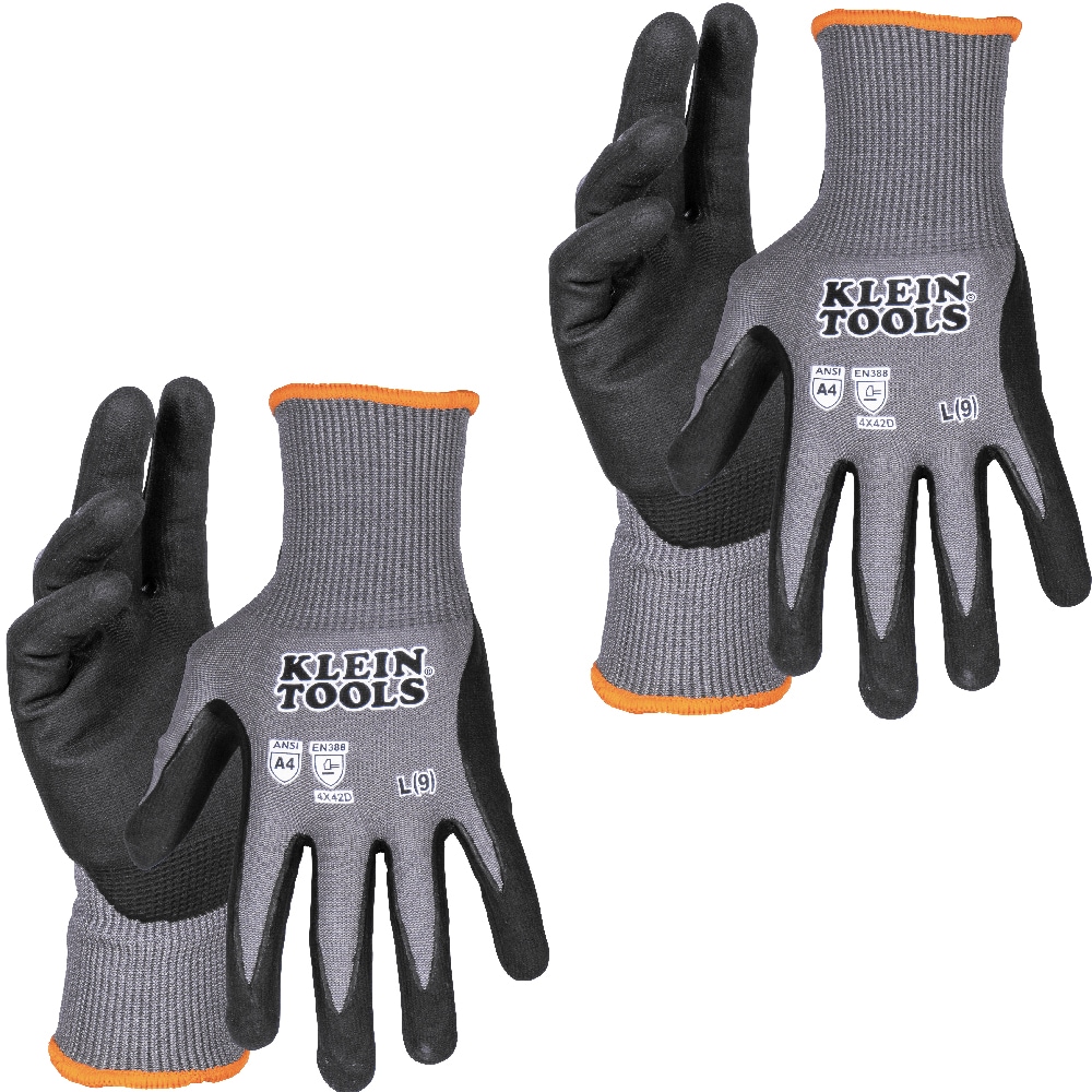 Hart Dipped Impact Safety Workwear Gloves, Gray/Black, adult Mens Size Large
