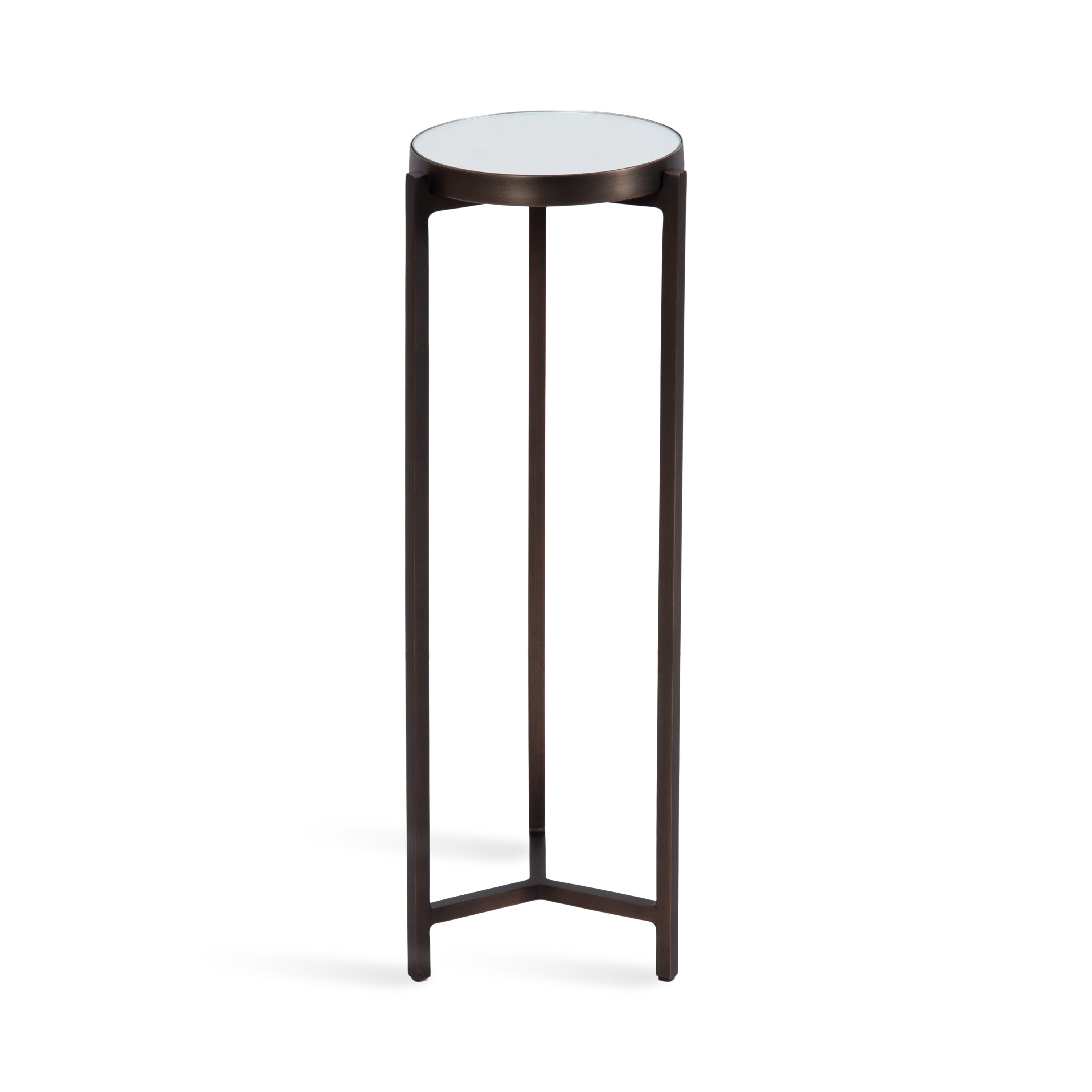 Kate and Laurel 227587 Aguilar 9.00-Inches W x 23.00-Inches H Bronze Mirror Round Glam End Table