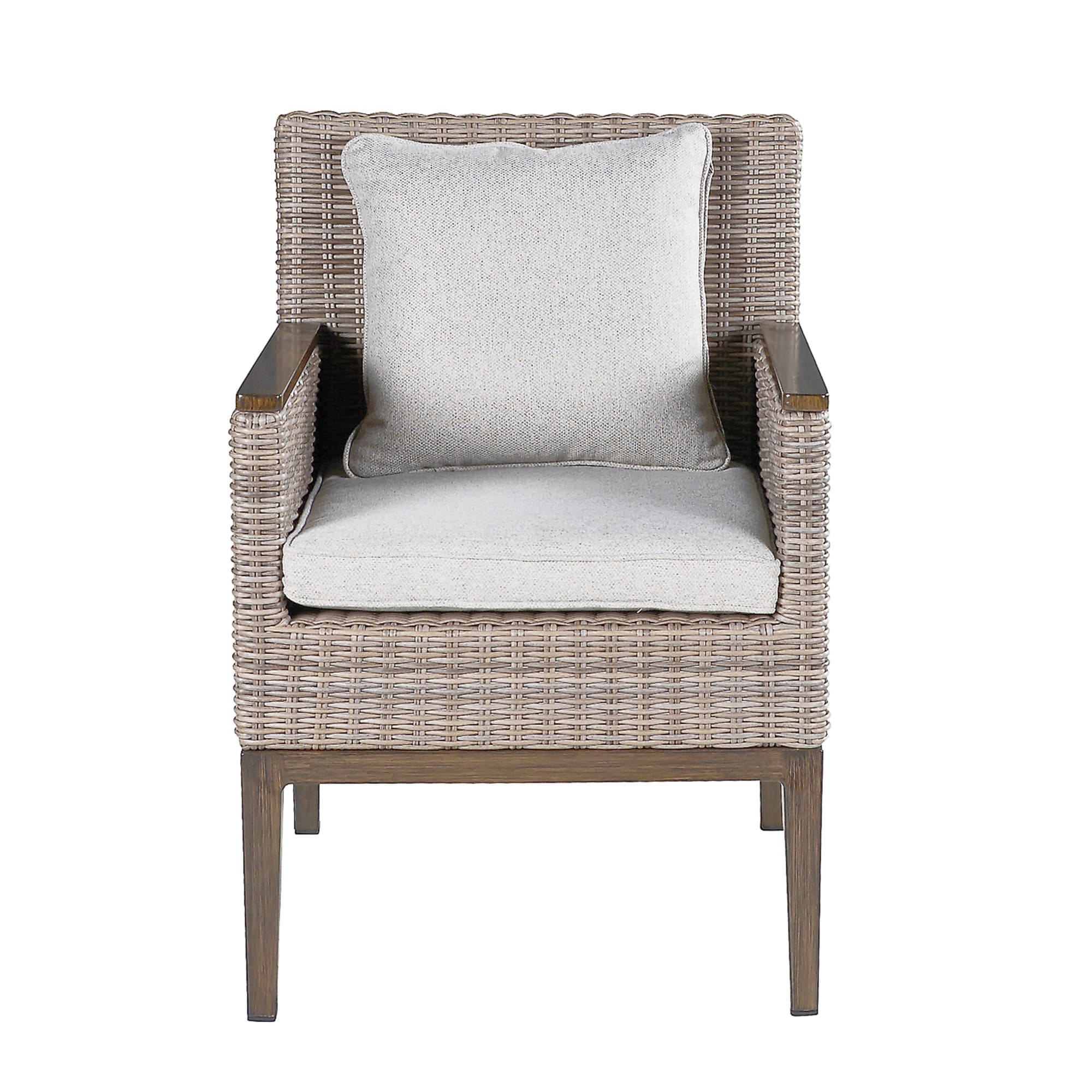 Steve Silver MAR600AC Marina Set of 2 Wicker Tan Aluminum Frame Stationary Dining Chair with Tan Cushioned Seat