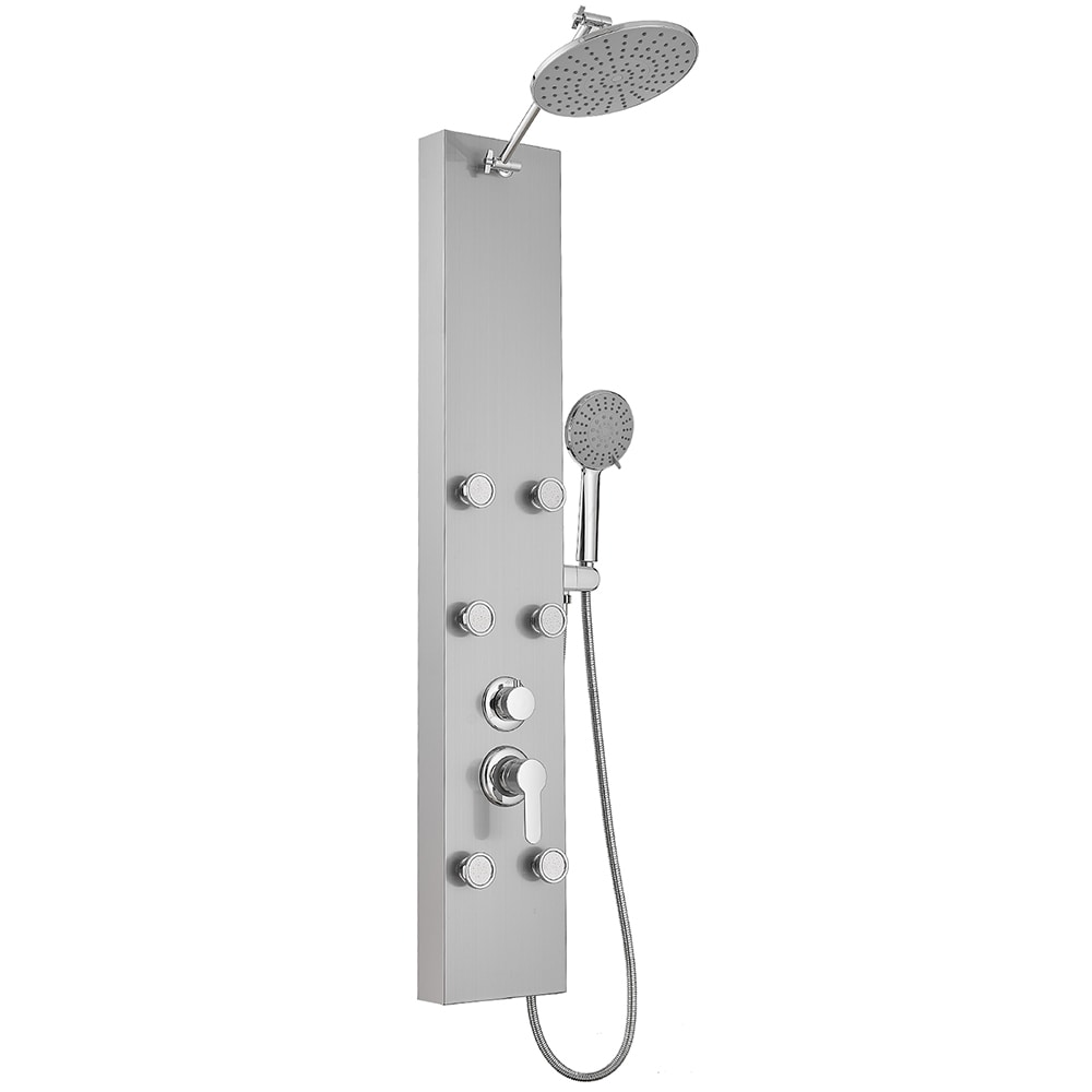 BWE Chrome Nickel 8-in Shower Panel System with 3-way Diverter (Valve ...