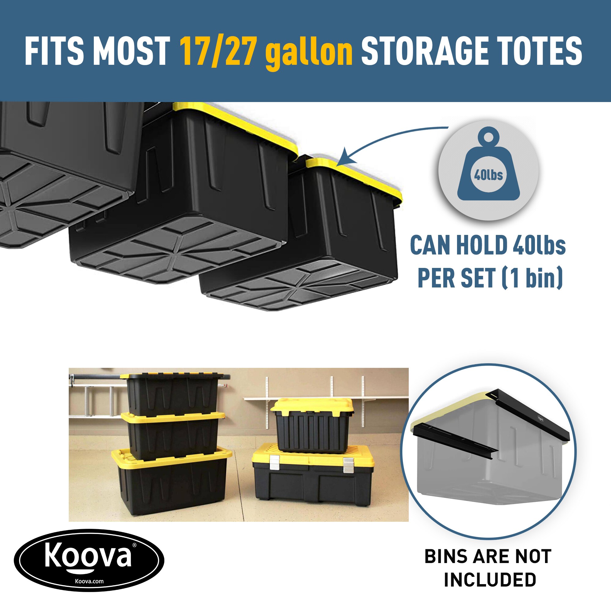 Koova Overhead Storage Bin Rail System (4 Sets)