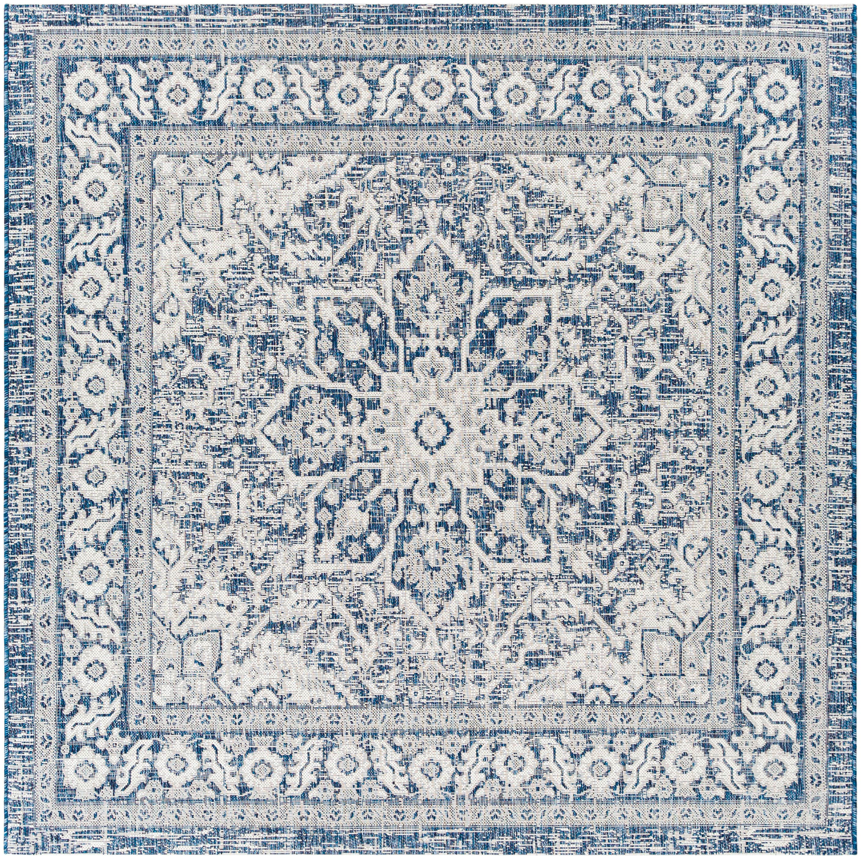 Livabliss EAG2336-67SQ Eagean 7 x 7 (ft) Polypropylene Navy Square Indoor/Outdoor Medallion Oriental Area rug