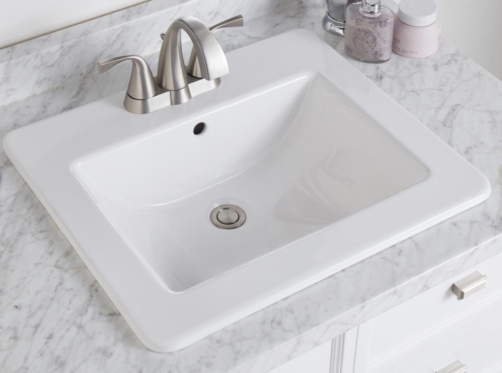 Allen Roth White Drop In Rectangular, Small Rectangle Drop In Bathroom Sink