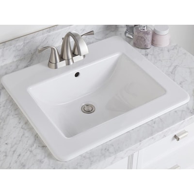 Drop In Bathroom Sinks At Com, Kohler Vox White Drop In Rectangular Bathroom Sink With Overflow Drain
