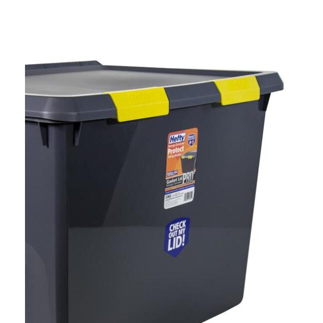 Hefty Protect X-large 17.5-Gallons (70-Quart) Carbon Weatherproof Heavy  Duty Tote with Latching Lid at