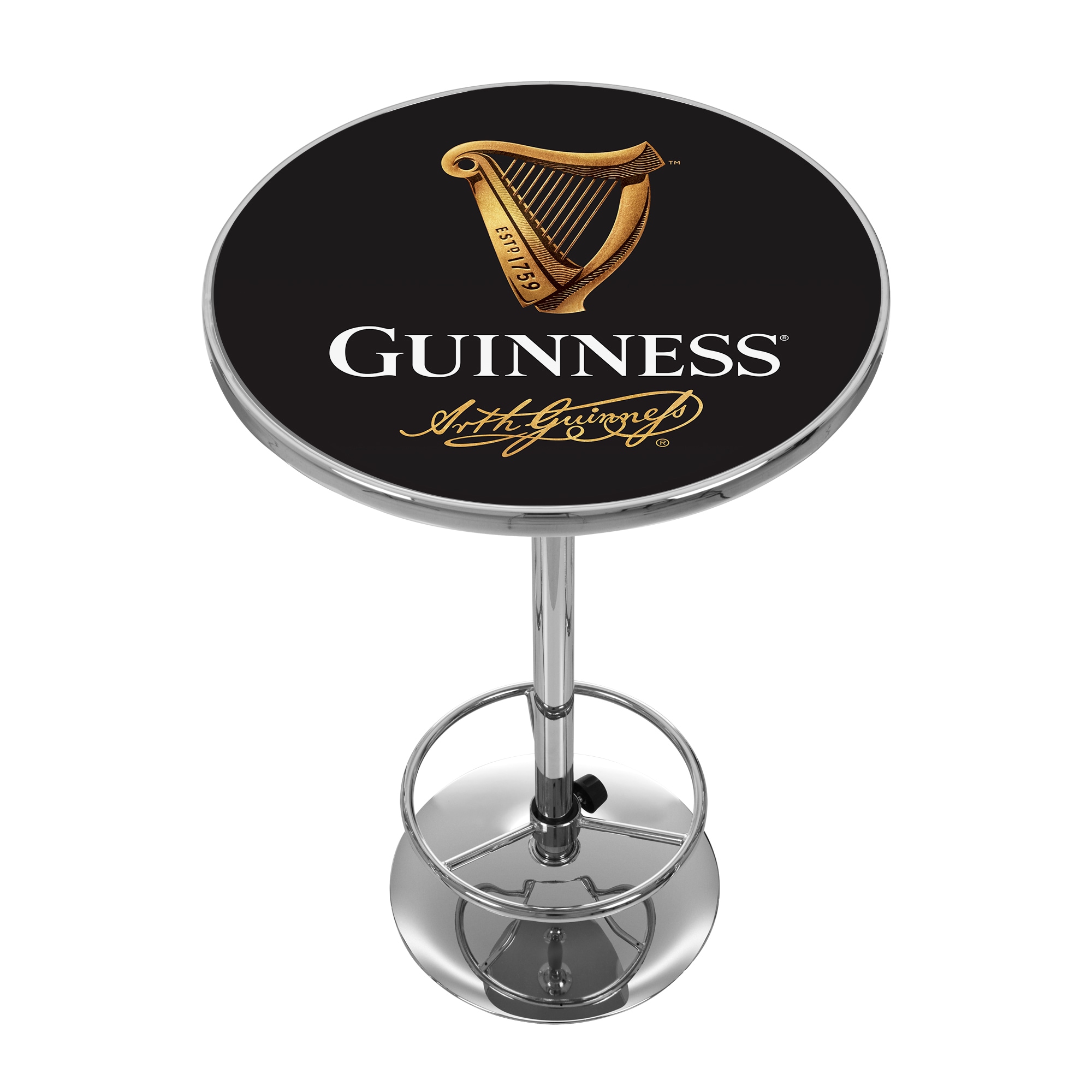 Trademark Gameroom GN2000-SIG Pub Tables Chrome Round Traditional Bar Table, Composite with Metal Pedestal Base 27.375-in L x 42-in H