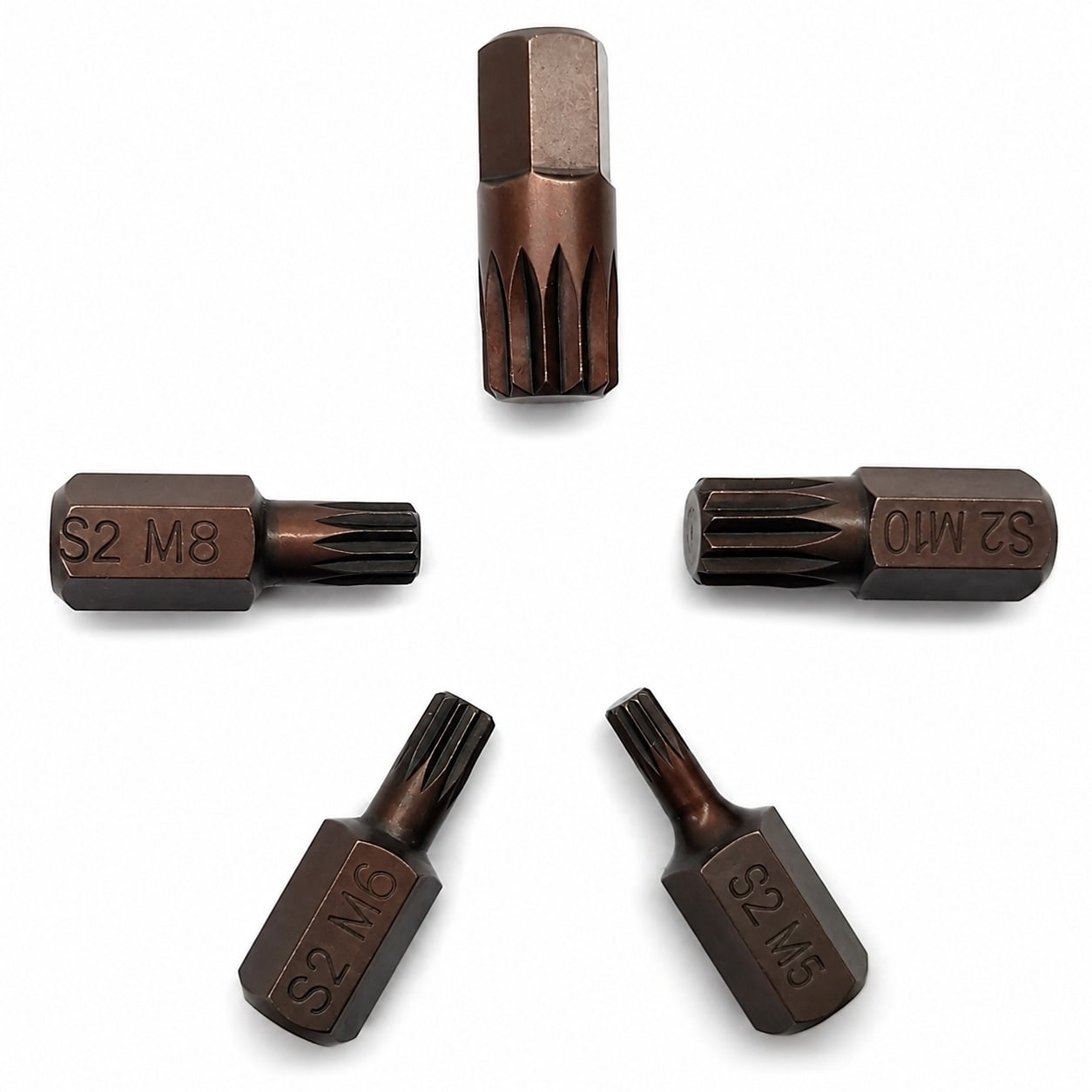 Ahfiwaso 5 Piece 12 Point Triple Square Spline Screwdriver Bit Set with Hex Shank for M5 M6 M8 M10 and M12 Metric Sizes durable #LAH0819Q121