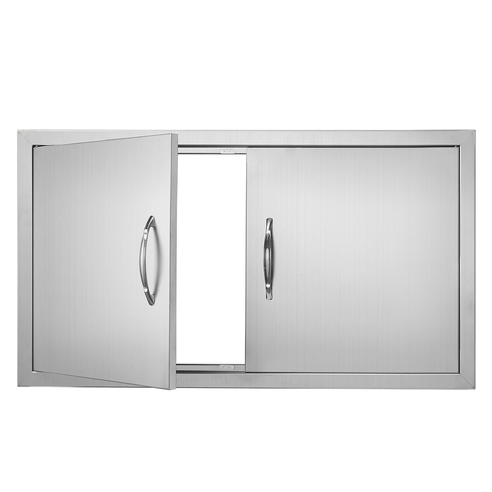 Dacicica BBQ Access Door 34W x 19H Inch Double Outdoor Kitchen Door Stainless Steel Flush Mount Door Wall Vertical Door with Handles for BBQ Island Grilling Station Outside Cabinet