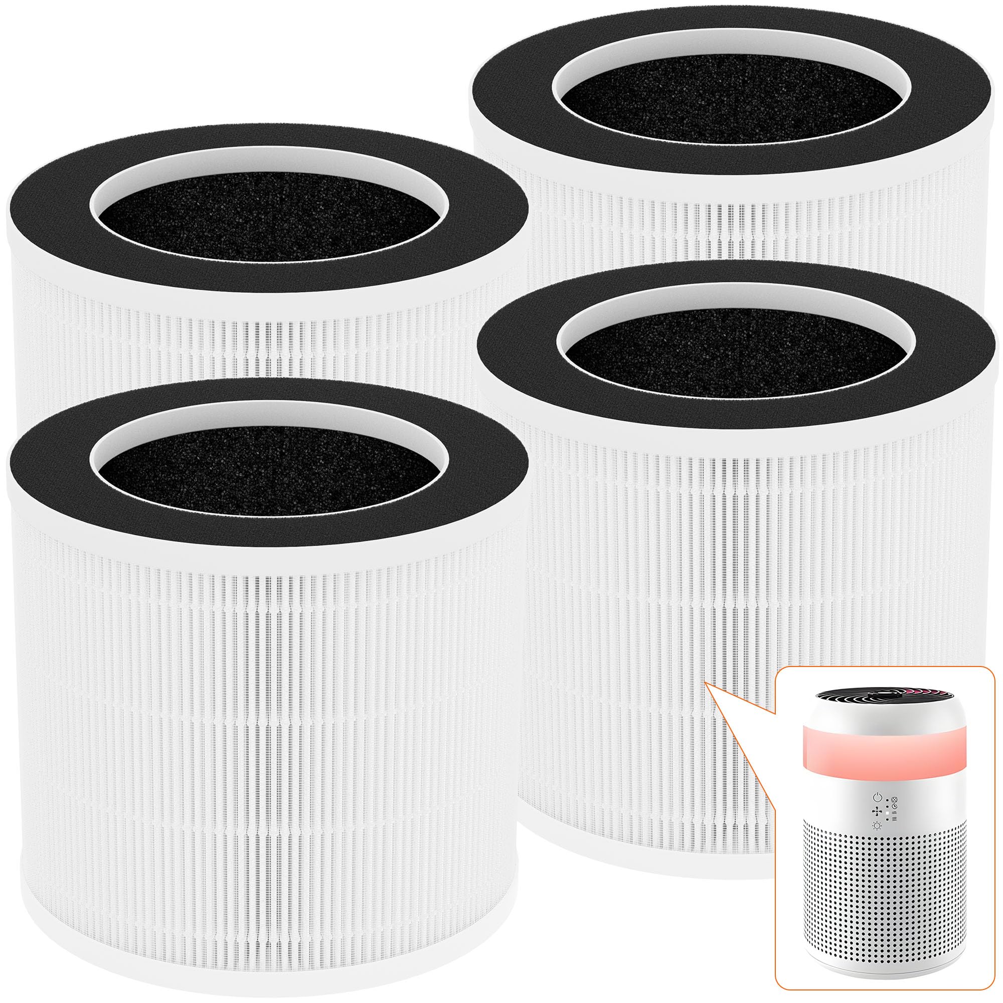 AOIZGMY  4 pack True HEPA Replacement Filter Compatible with Mini Air Purifier H13 3 Stage Filtration Pre Filter and Activated Carbon Removes