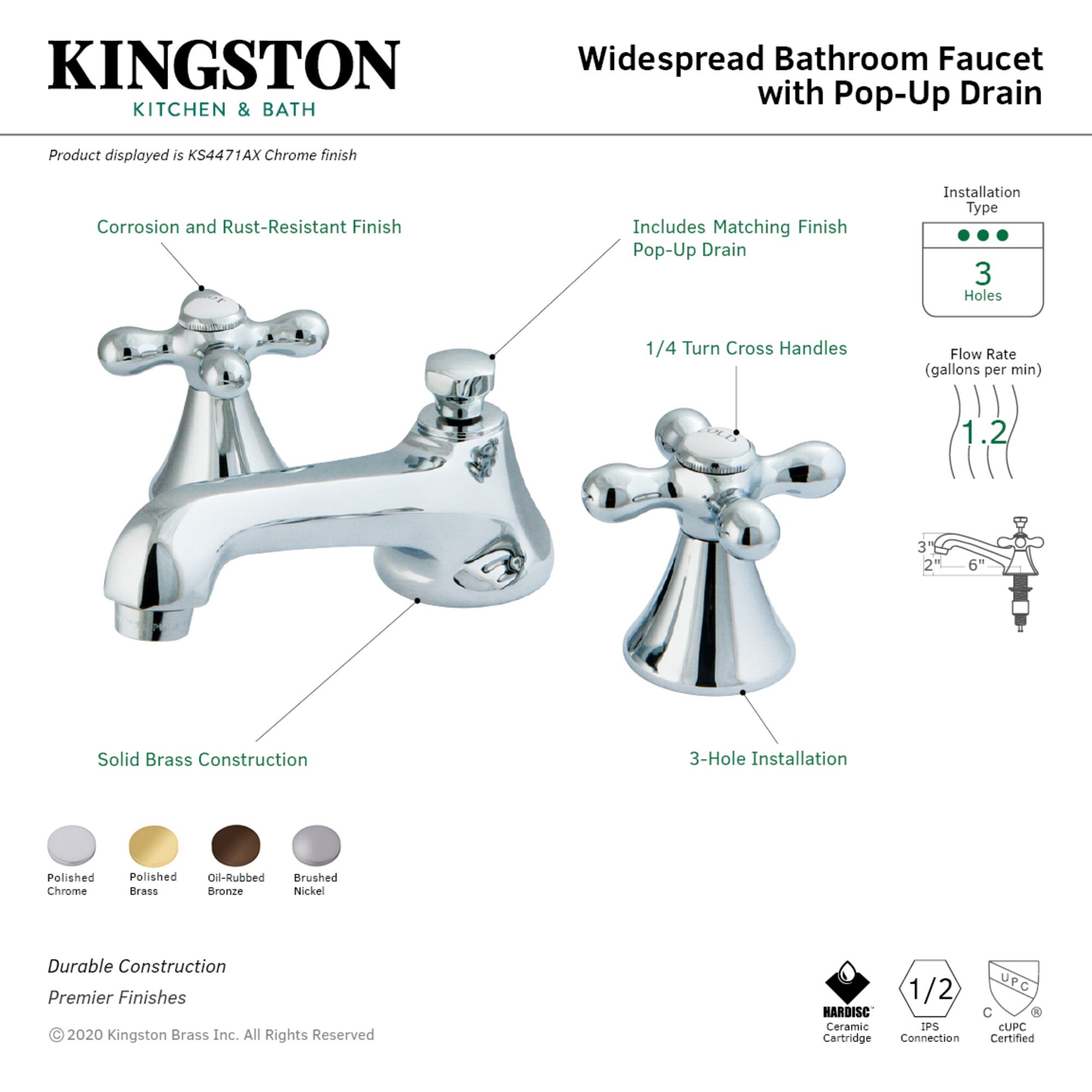 Kingston Brass WLKS4475AX Lavatory-Faucets - View #3