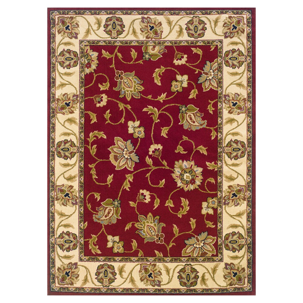 HOME WEAVERS INC Bell Flower Collection Red 4 Piece Bath Rug Set