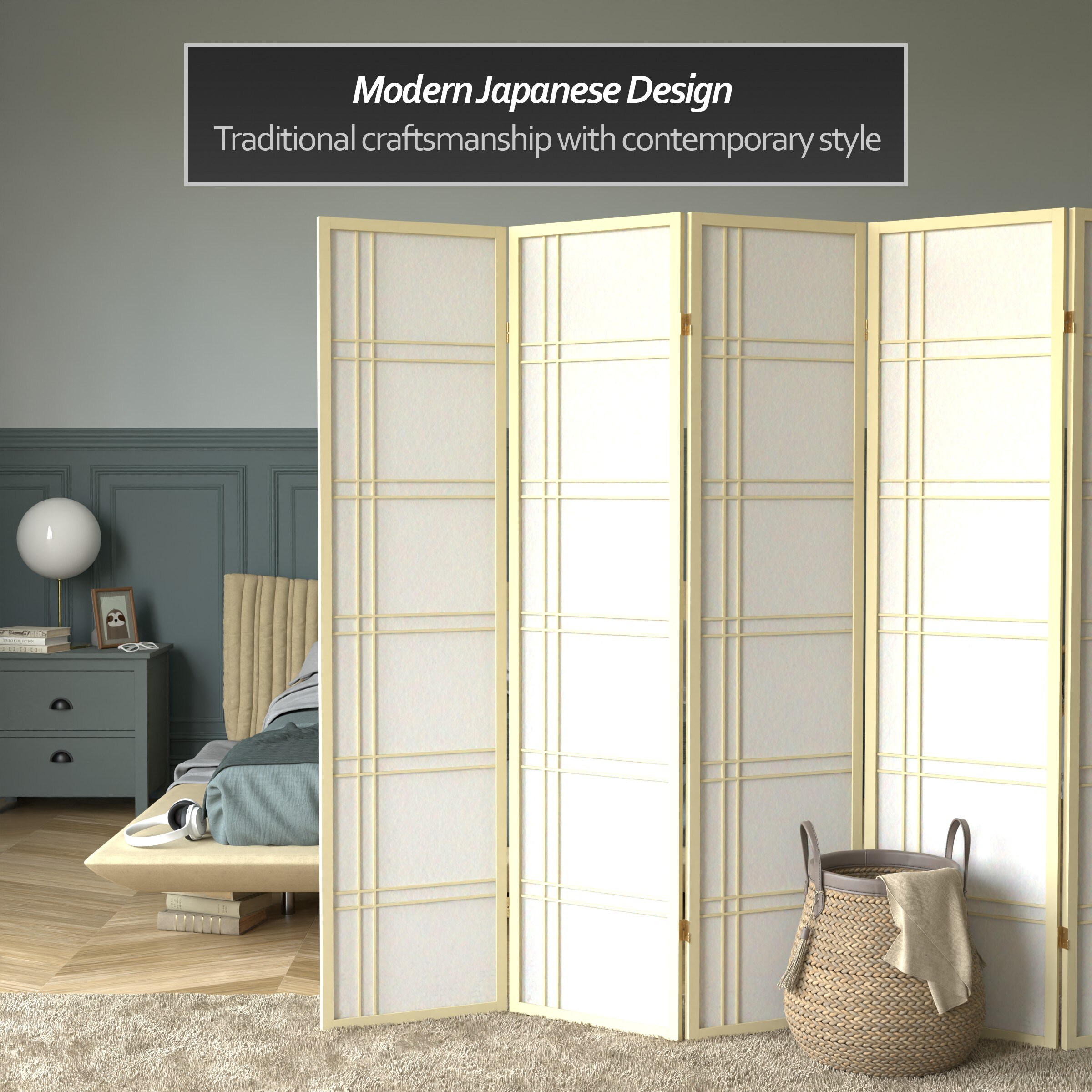 Oriental Furniture DCSP-6P-IVORY Indoor-Privacy-Screens - View #5