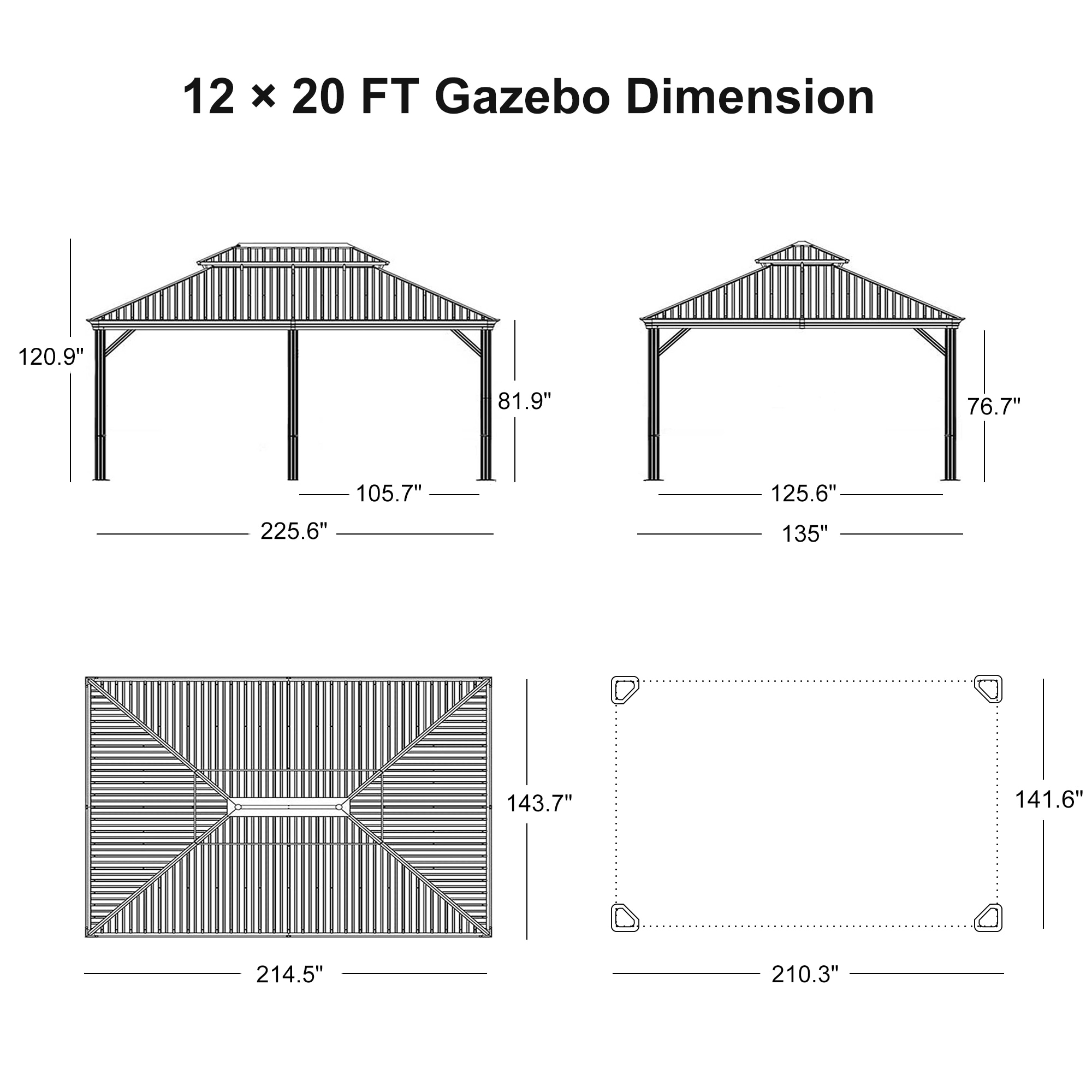 PURPLE LEAF LS04GHTG1220 Wood-Resin-Gazebos - View #15