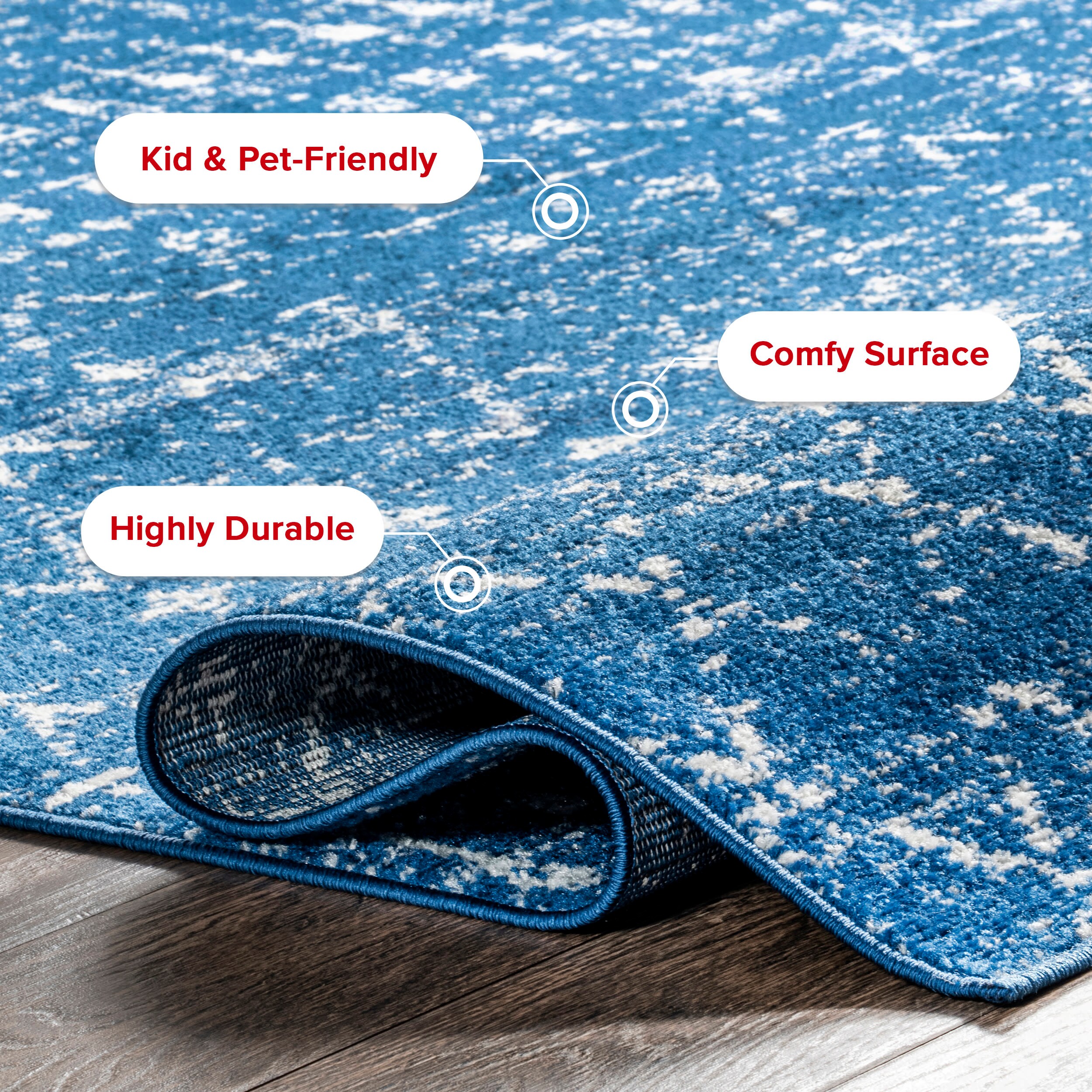Blue Rectangular 4' x 6' Moroccan Trellis Area Rug
