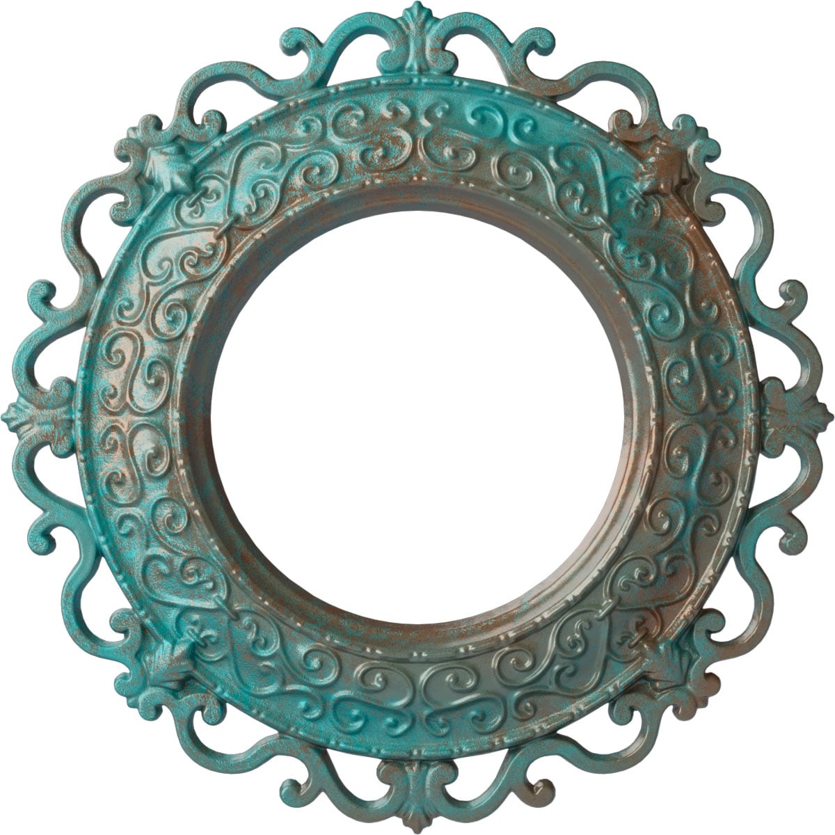 Ekena Millwork CM13ORCGS Orrington 13.25-in W x 13.25-in L Painted Copper Green Patina Polyurethane Whole Ceiling Medallion