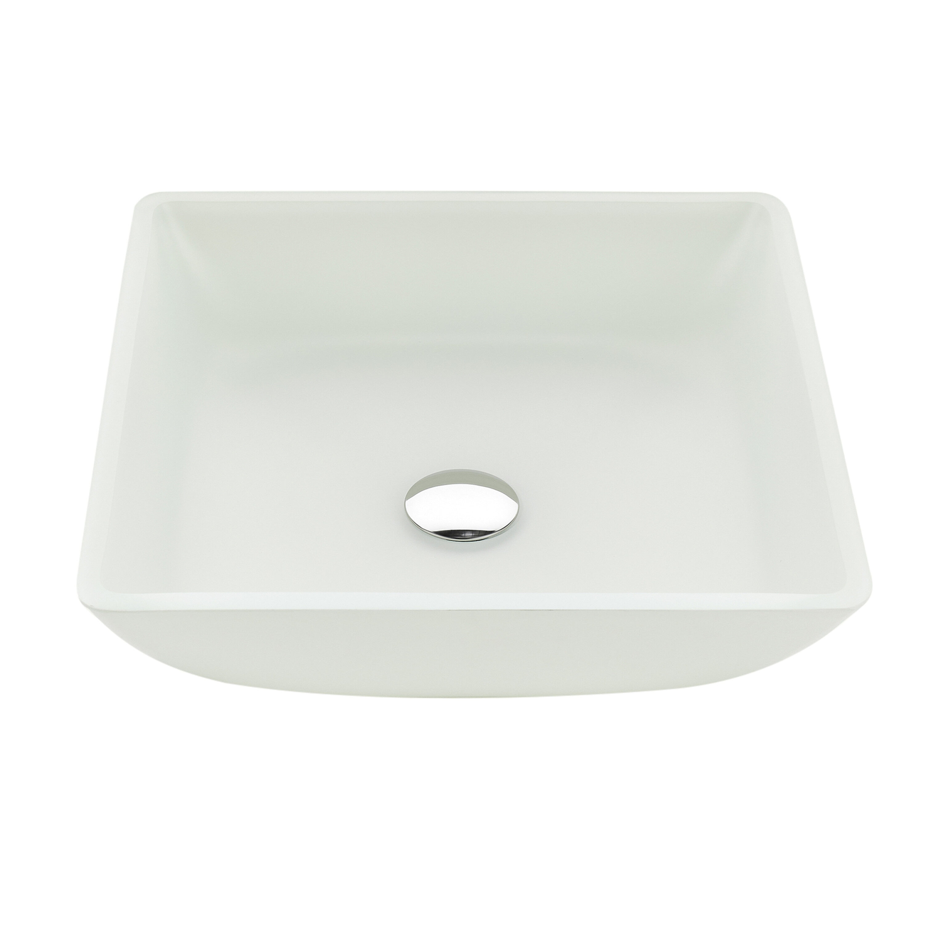 ANZZI LS-AZ912 Glass Vessel Square Modern White Bathroom Sink with Drain Included ( 15.8-Inches x 15.8-Inches )