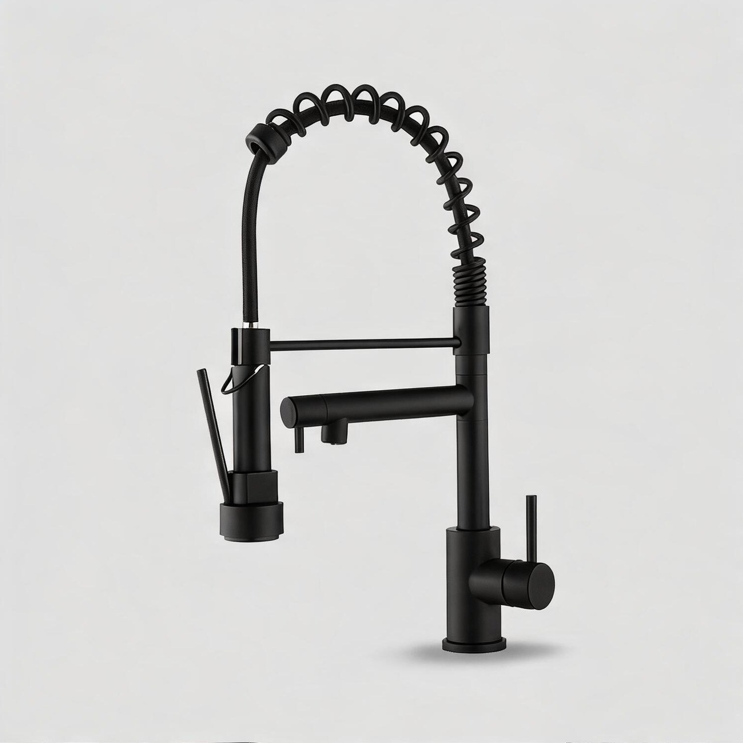 sunjurt Matte Black Metal Bathroom Faucet with Pop-Up Drain and Kitchen Metal Construction