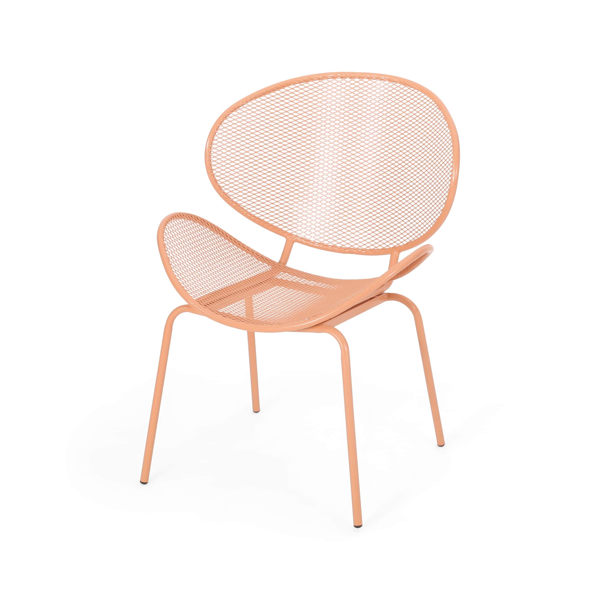 Vynxaria Set of 2 Outdoor Orange Shell Chairs Modern Mesh Seating ...