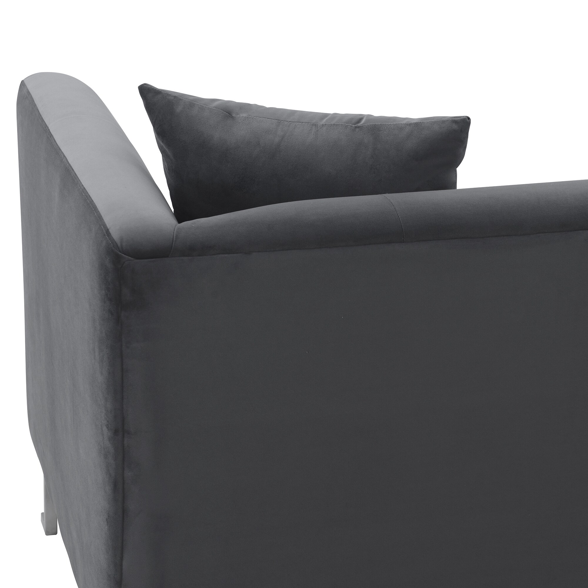 Elegant 90" Gray Leather Tufted Sofa with Wooden Accents
