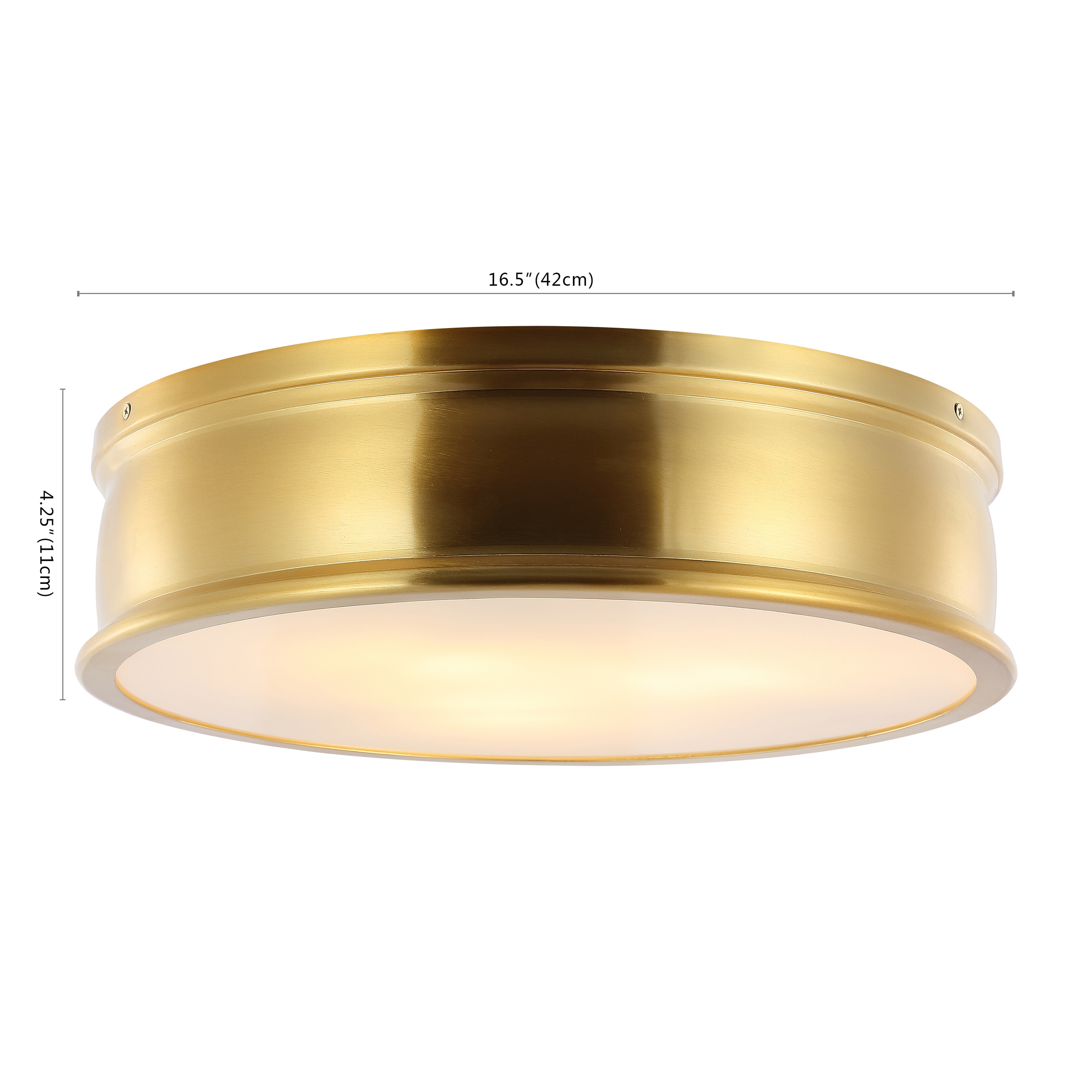Adria 16" Brass Gold Iron Flush Mount Light with Glass Shade
