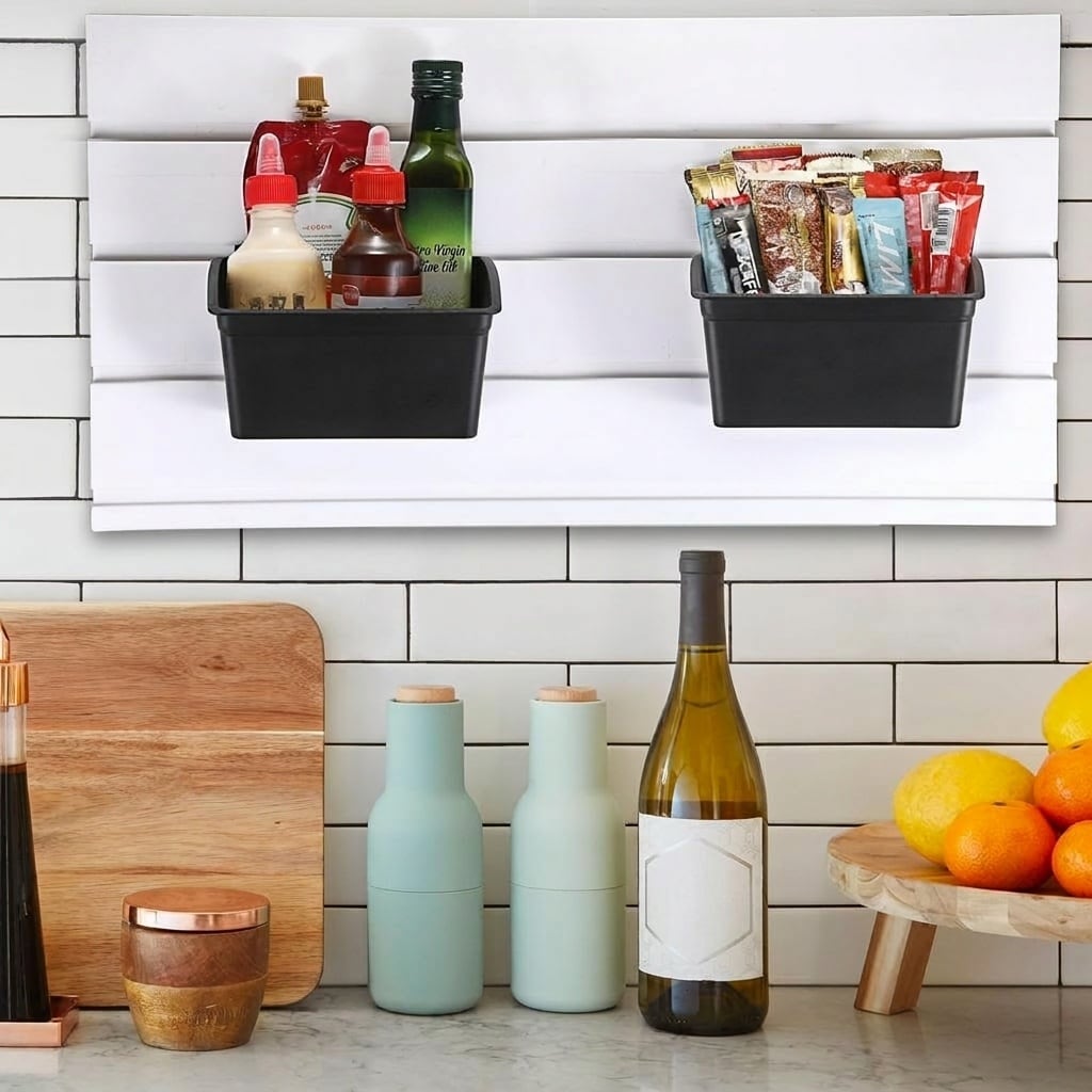 Lukvuzo 6 pcs plastic slatwall bins organizer for garage stackable ...