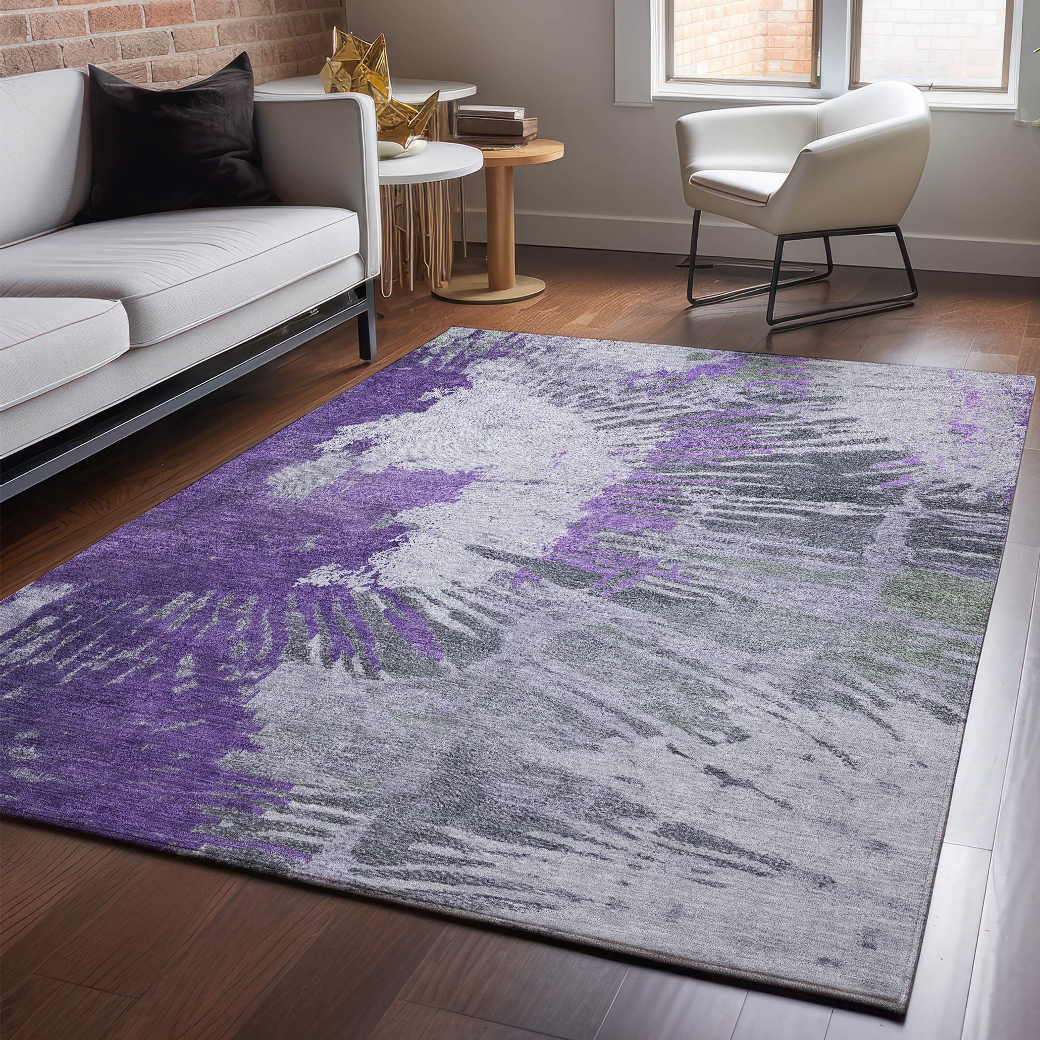 Addison Rugs AMF645PP30X46 Mayfield AMF645PP 2 x 3 (ft) Loomed Polyester Purple Rectangular Indoor Geometric Machine washable Area rug