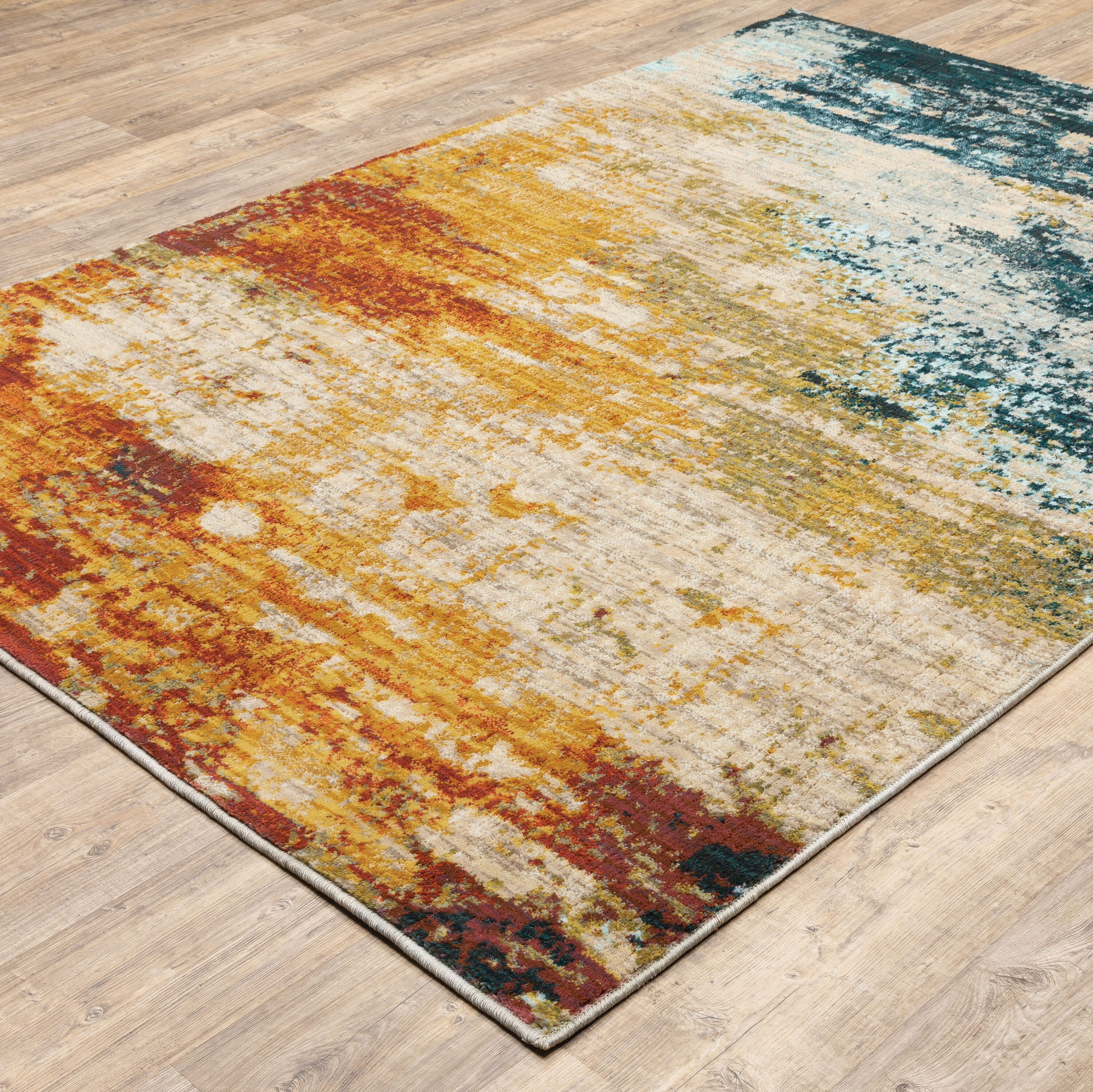 Sedona Midnight Teal & Saffron Oriental Area Rug, 7'10" x 10'10"