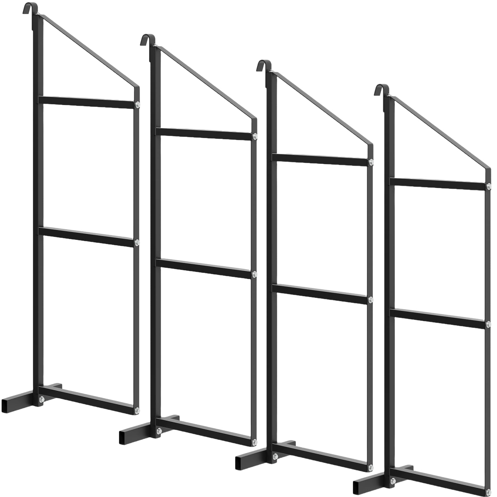 GarveeLife 4 Pack 22x60 Adjustable Container Shelf Bracket Black Steel 3 Tier 1000LBS Quick Install