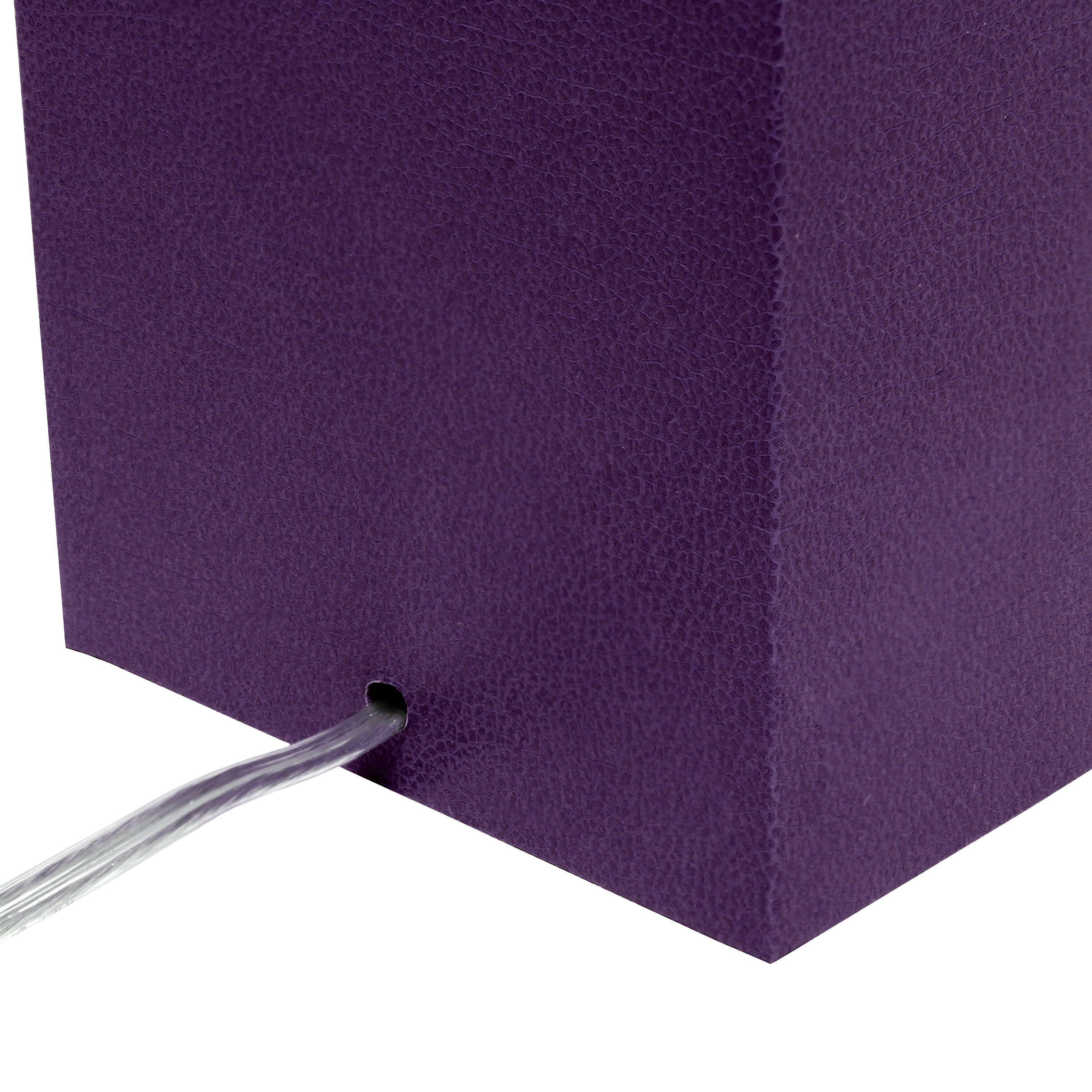 Eggplant Purple Leather Base Table Lamp Set with White Fabric Shade