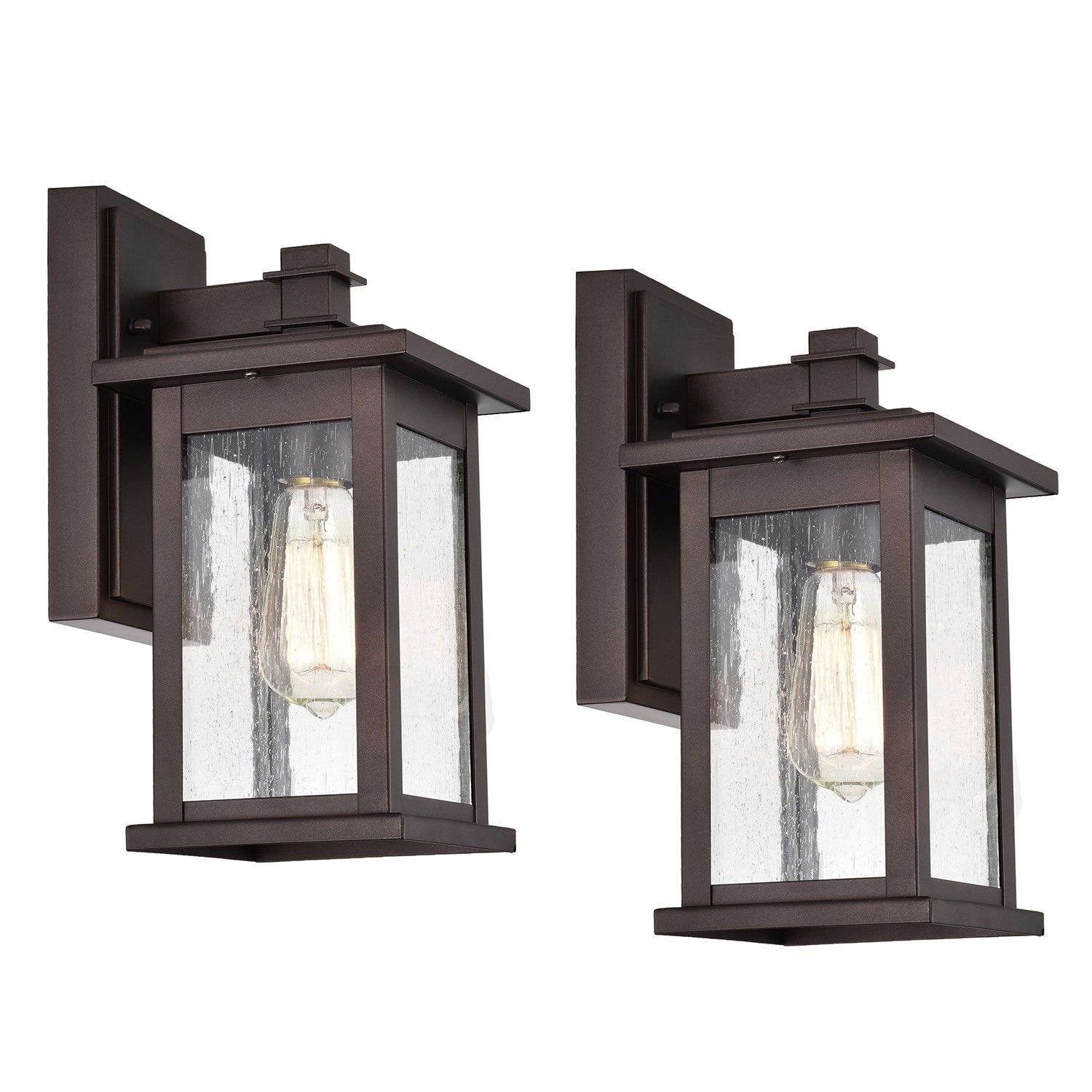 Bronze Homesteader Seeded Glass Outdoor Sconce - 2 Light