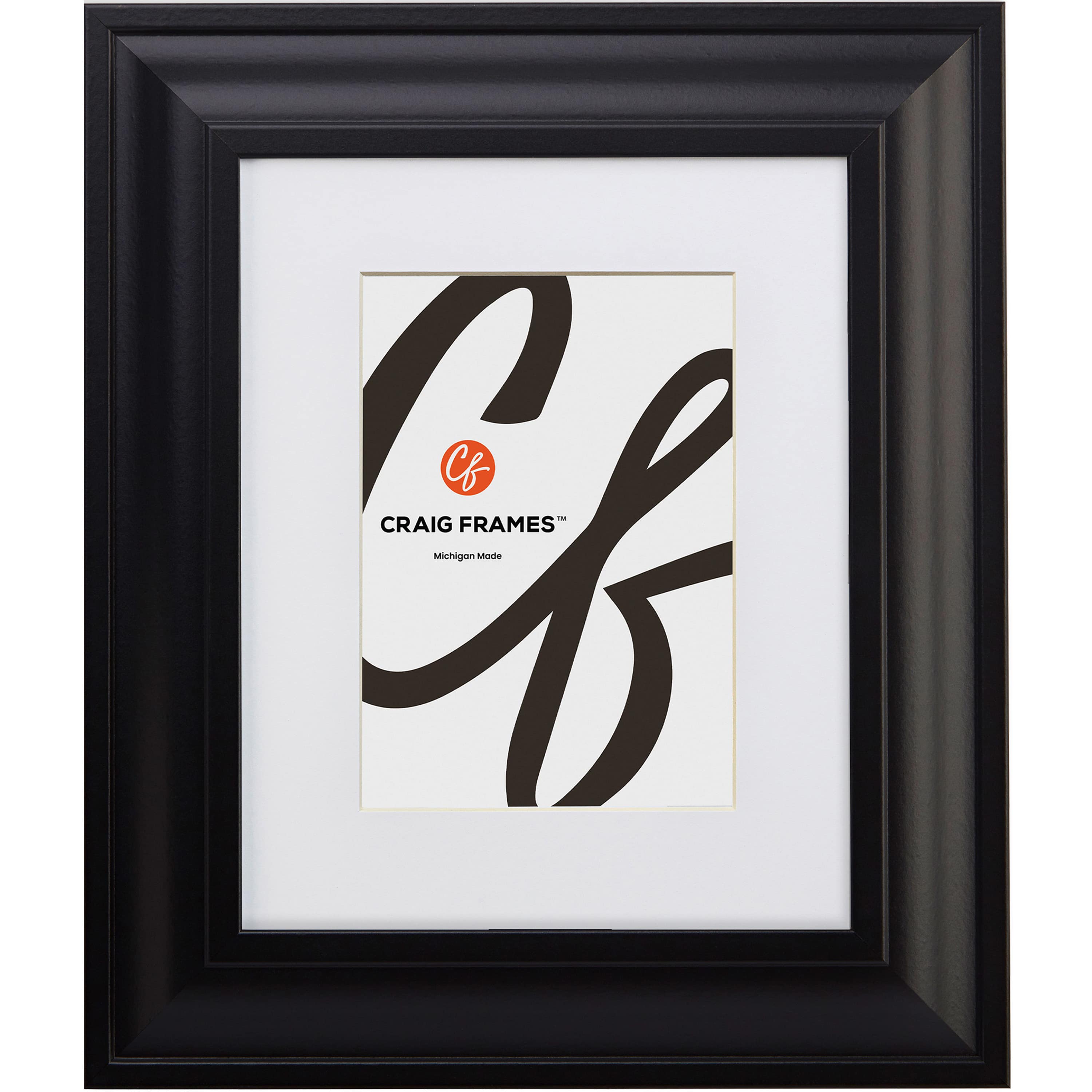 Craig Frames 581081001B18A 8x10 Matted to 5x7 Picture Frame Black Upscale 2 Inch MDF Moulding Wall Display for Art Posters or Photos