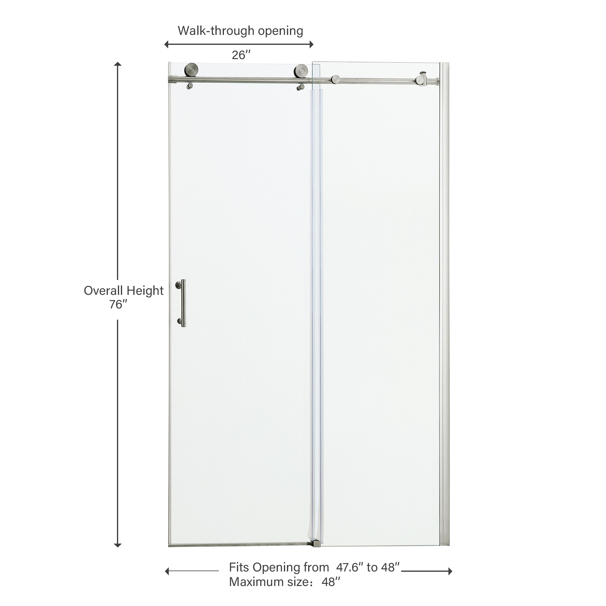 Lordear LD shower door Brushed Nickel 47-3/4-in to 48-in W x 76-in H ...