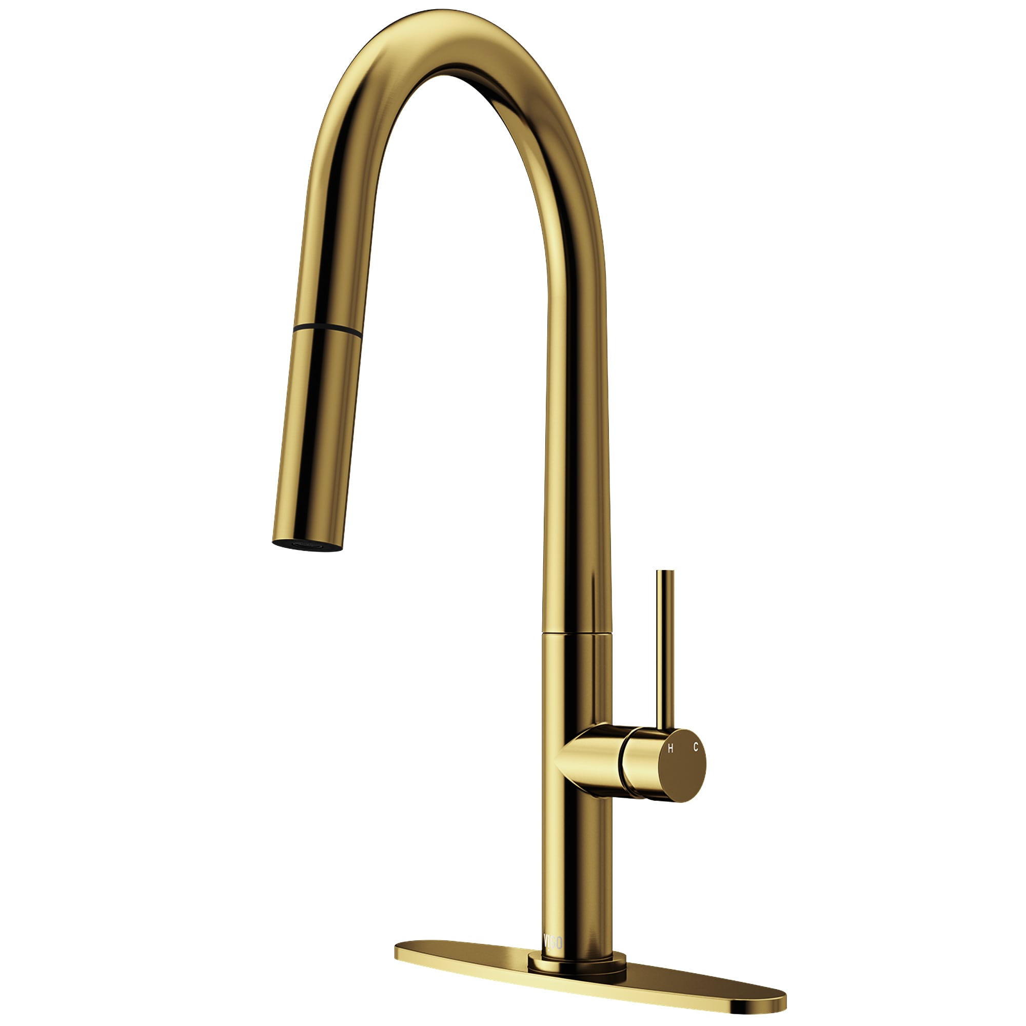 VIGO VG02029MGK1 Greenwich Matte Brushed Gold Single Handle Deck-mount Pull-down Kitchen Faucet with Sprayer ( Deck Plate Included )