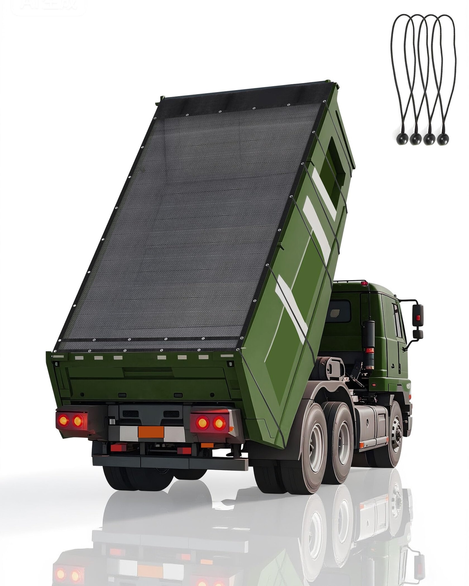 DYRCJ  Heavy Duty 8 foot by 16 foot Dump Trailer Tarp Mesh with Grommets Air Flow System Elastic Cords and Reinforced Pockets for Truck Bed Cover